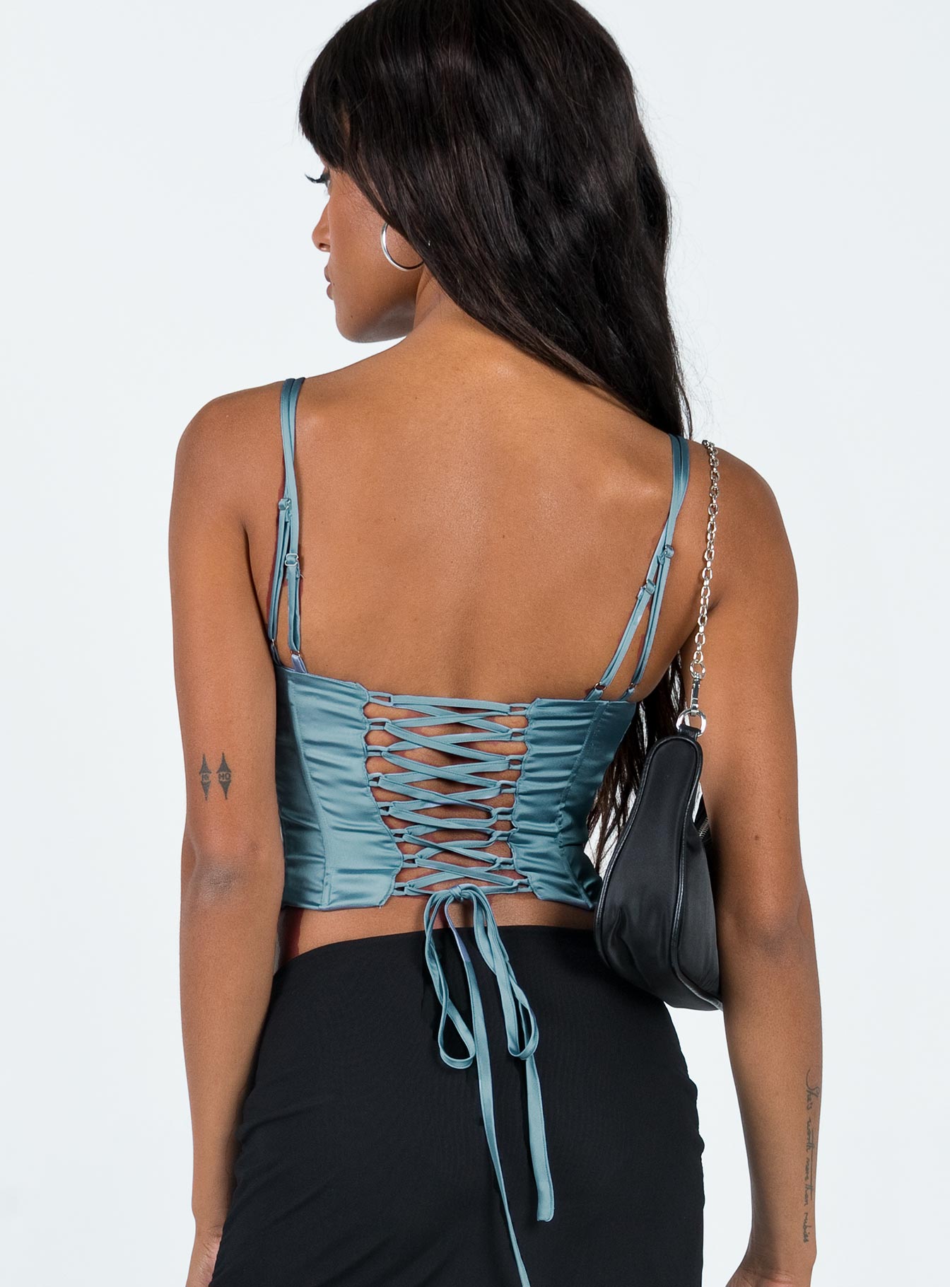 Zora Satin Corset Top Blue - Image 8