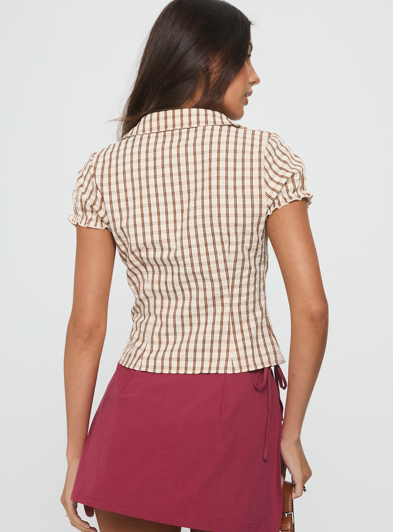 Arla Blouse Brown Check - Image 5