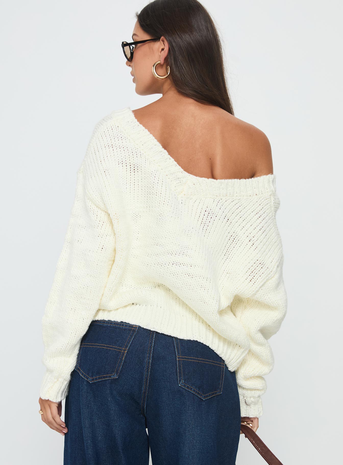 Talassa V Neck Knit Sweater White - Image 5