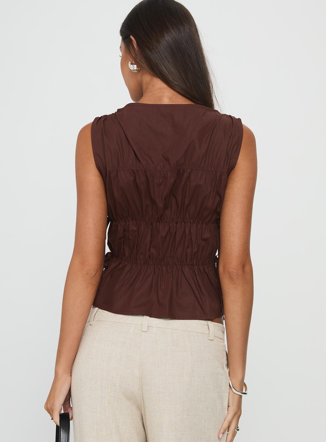 Endless Summers Tie Side Top Chocolate - Image 4