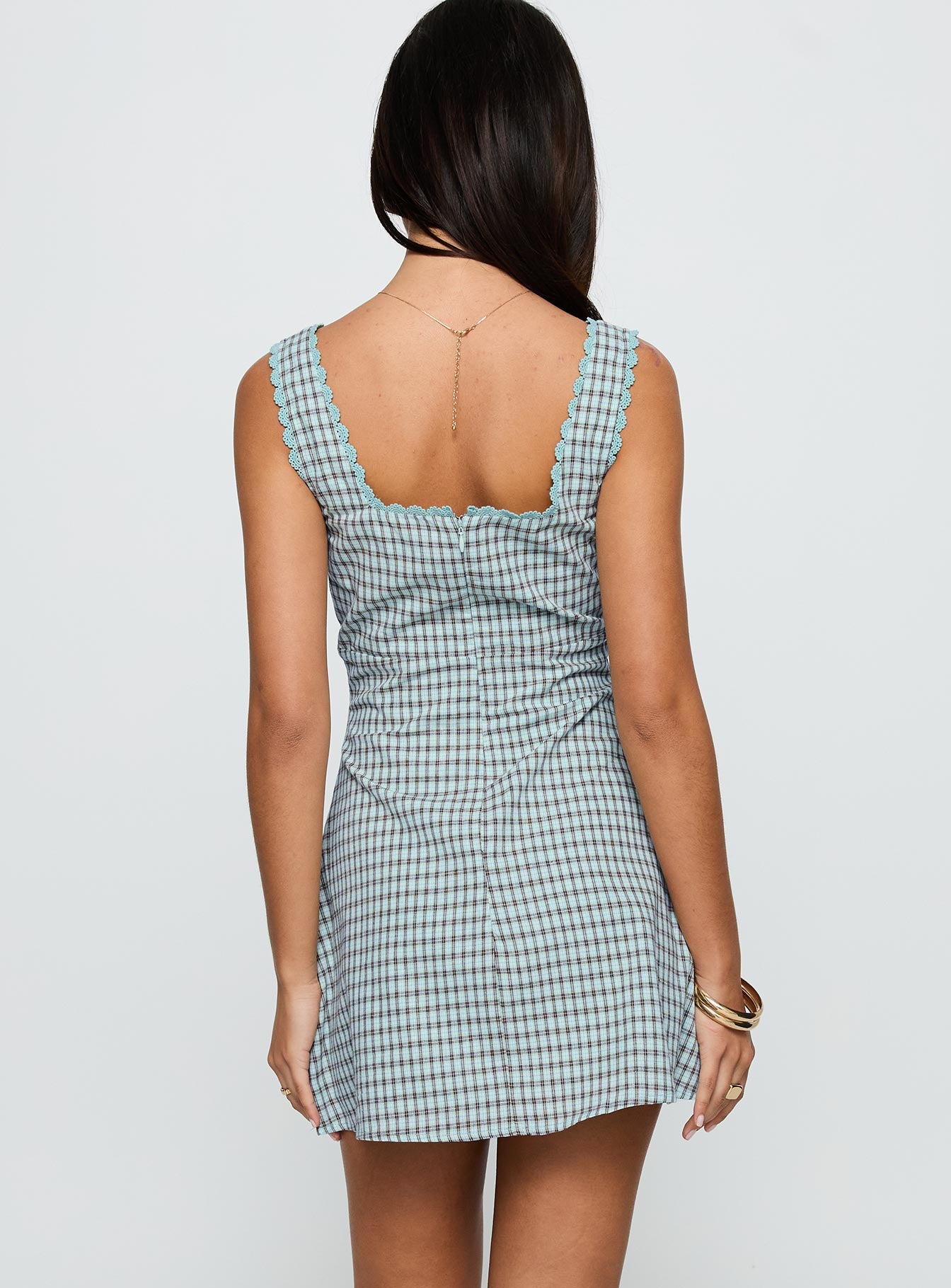 Dasha Mini Dress Blue Brown Check - Image 5