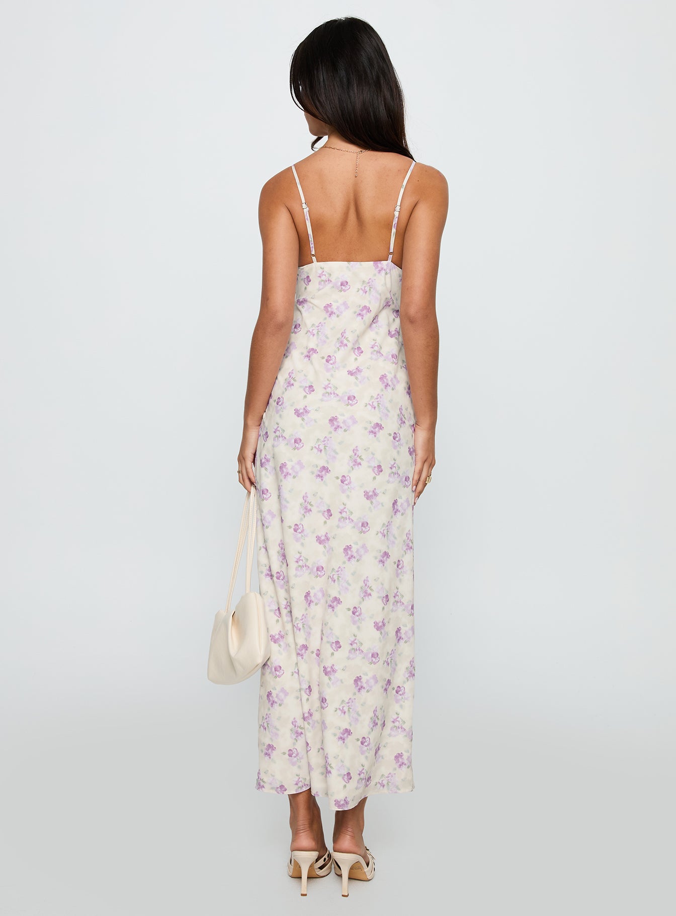 Jessamine Frill Maxi Dress White Lilac - Image 5