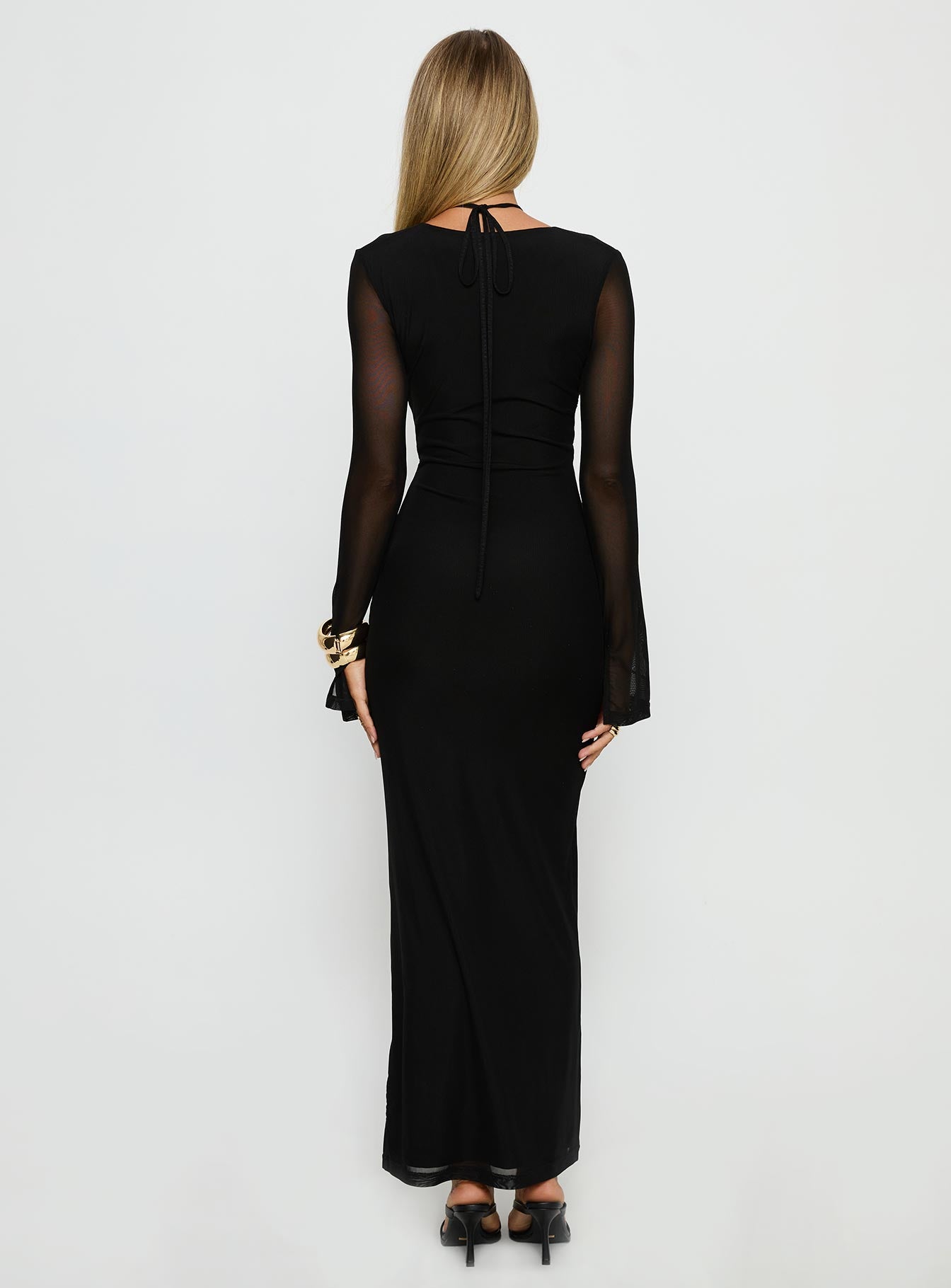 Ariadna Cut Out Long Sleeve Maxi Dress Black - Image 5