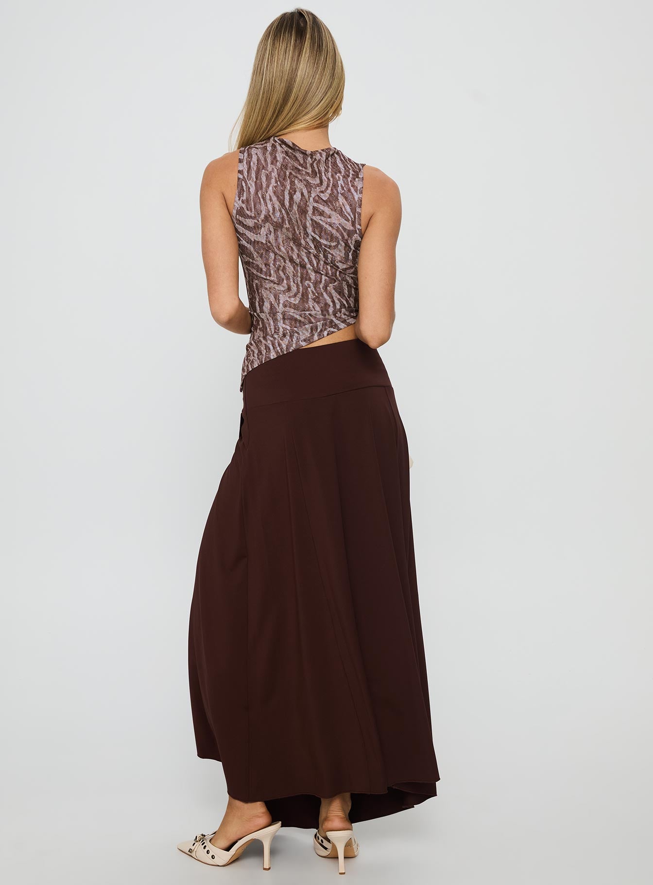Nola Hardware Slit Maxi Skirt Brown - Image 5