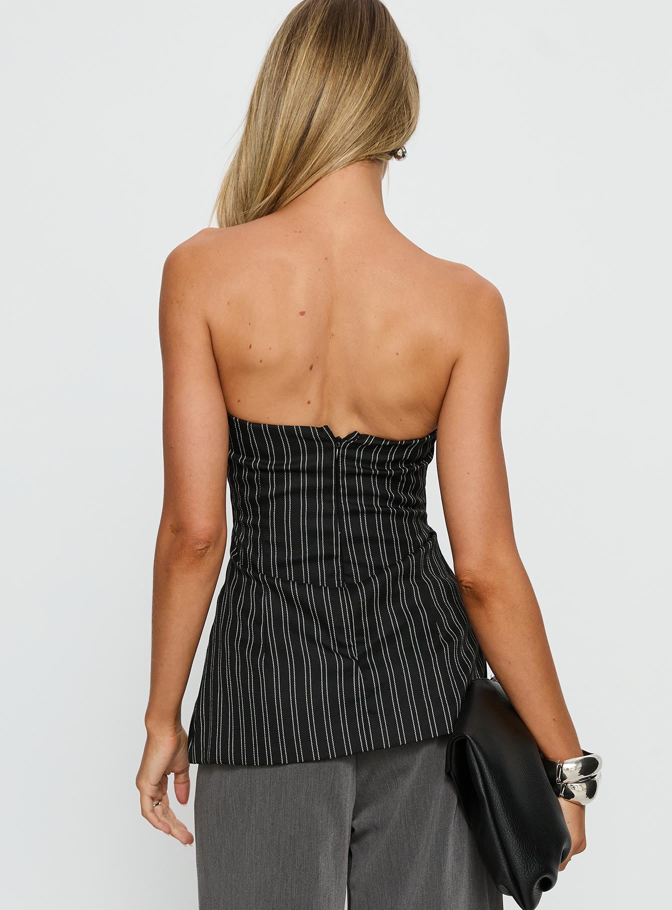 Maralyn Strapless Top Black Pinstripe - Image 5