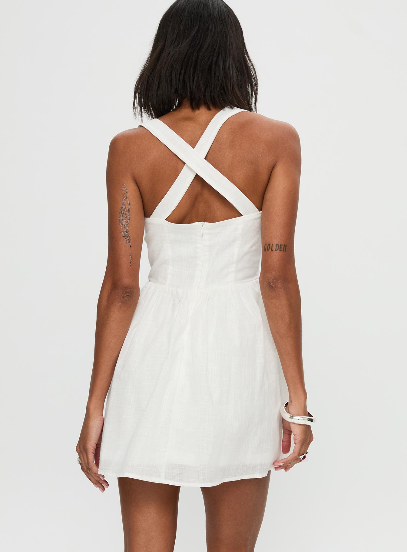 Zolena Halter Mini Dress White - Image 5