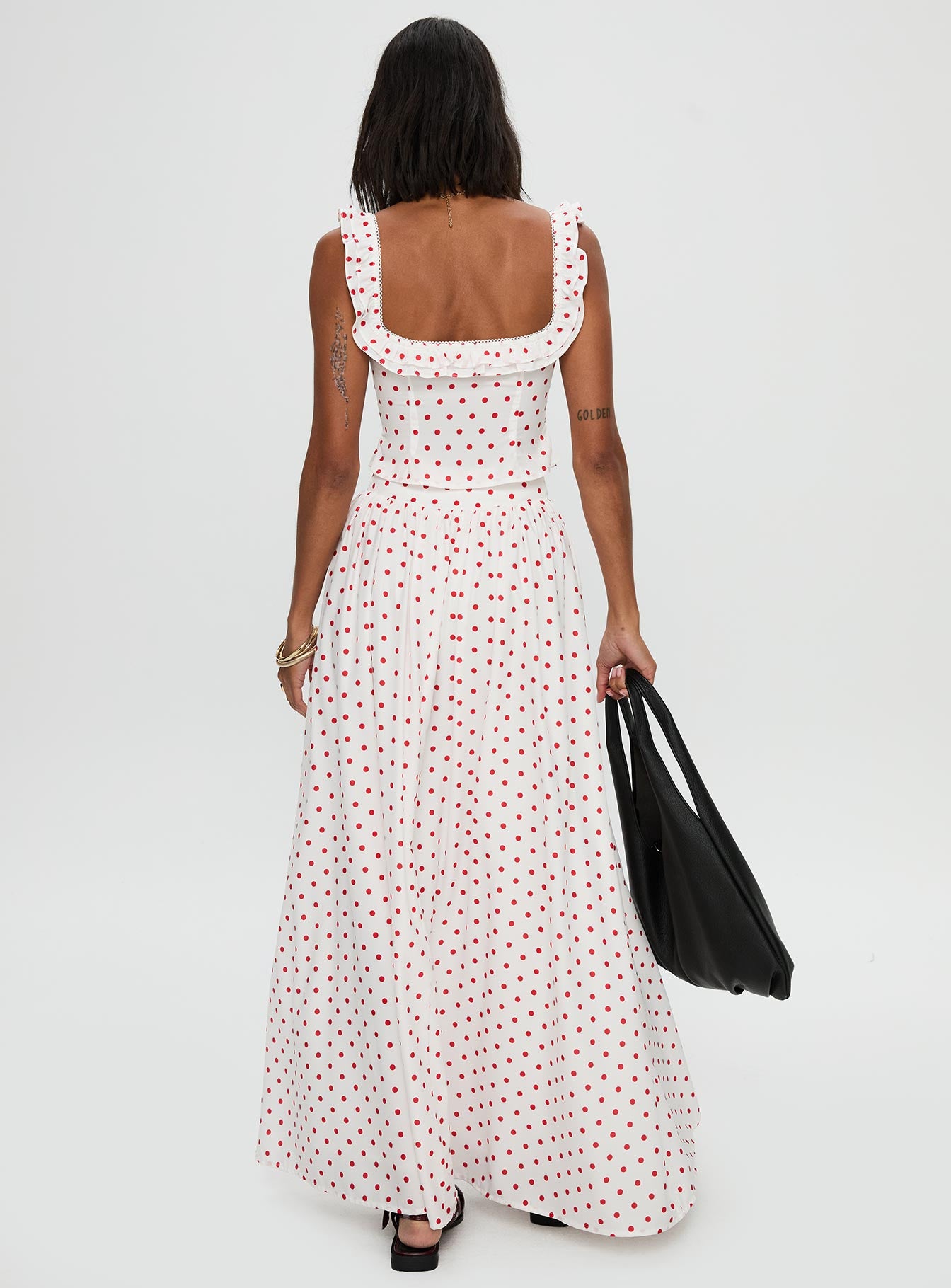 Valerio Maxi Skirt White Red - Image 5
