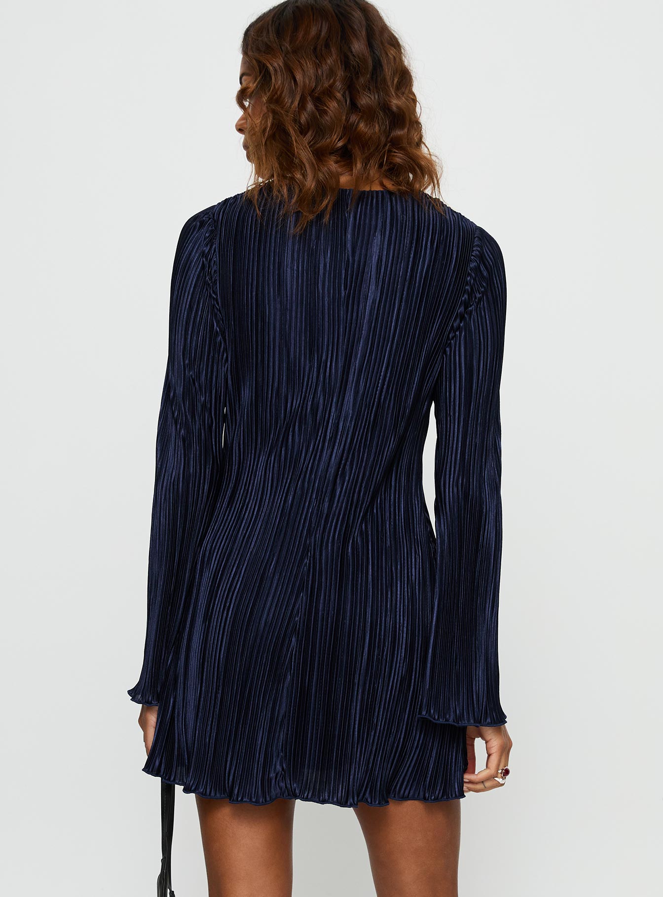 Malop Long Sleeve Mini Dress Navy - Image 5