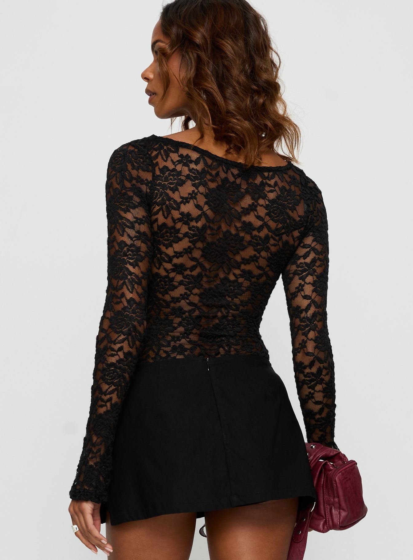 Anjolene Lace Wrap Bust Bodysuit Black - Image 5