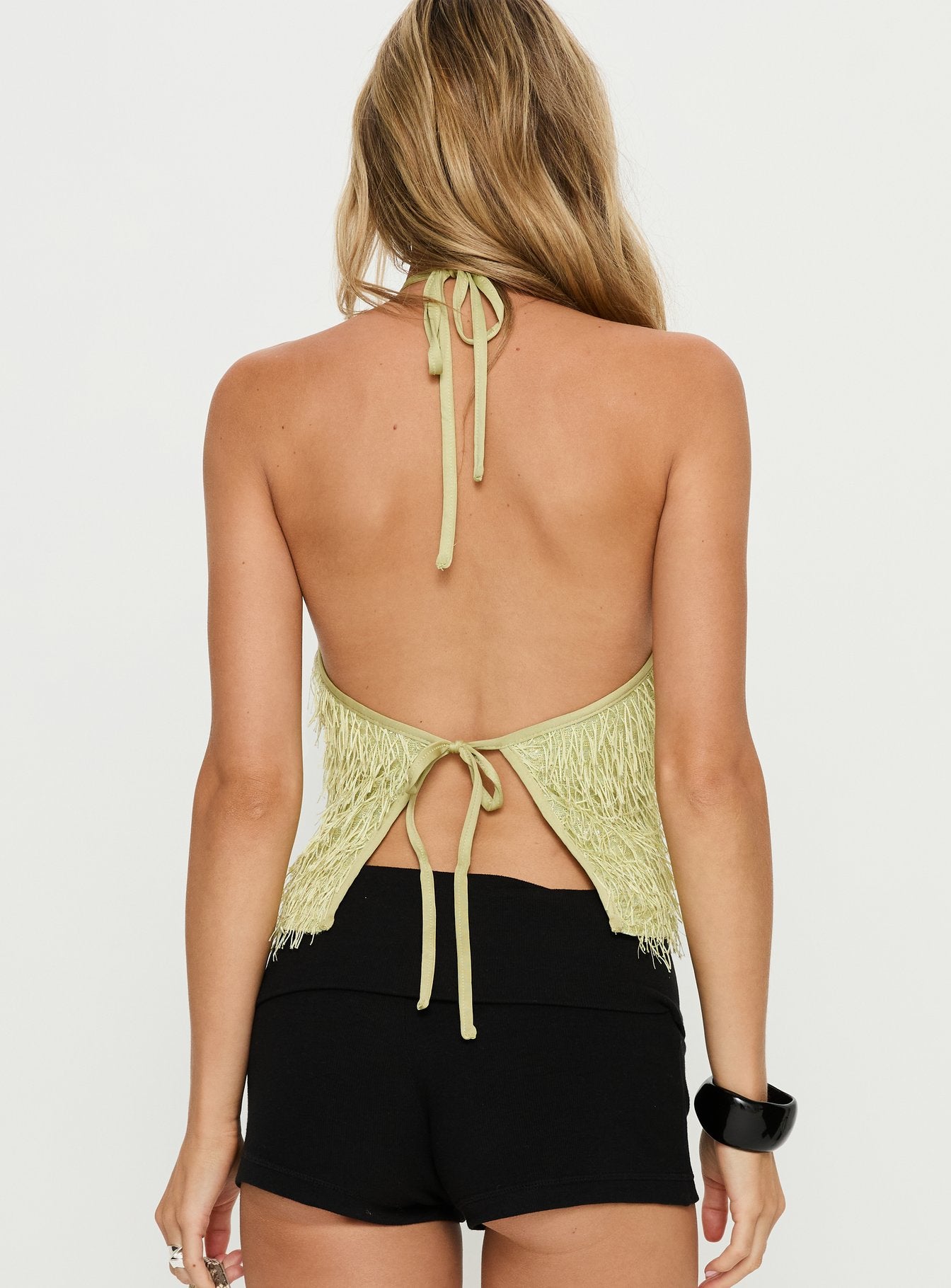 Dashae Fluffy Arrowneck Top Green - Image 5