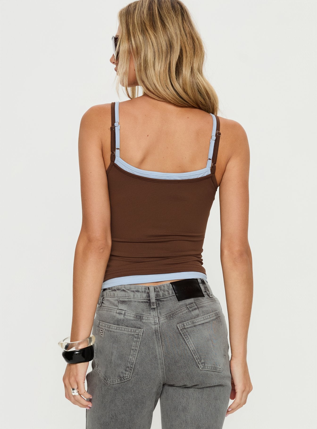 Varsity Star Layered Tank Top Brown Blue - Image 5