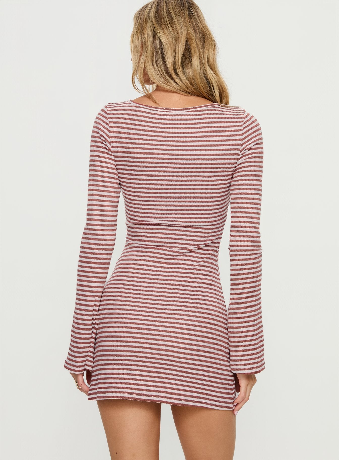 Bryanna Long Sleeve Mini Dress Cherry Stripe - Image 4