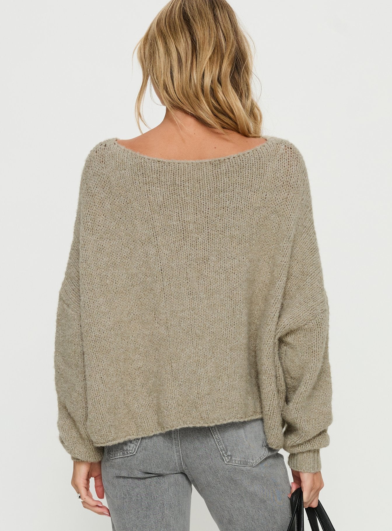 Ramy Wide Neck Knit Sweater Olive - Image 5