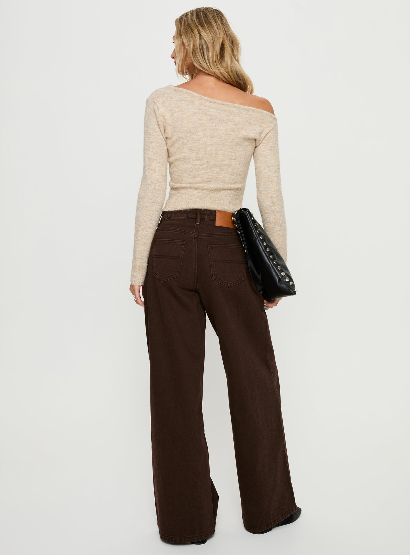 Naylor Mid Rise Wide Leg Jeans Brown - Image 5