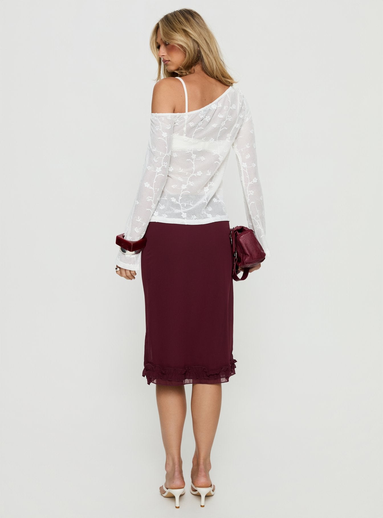 Rosette Frill Midi Skirt Currant - Image 5