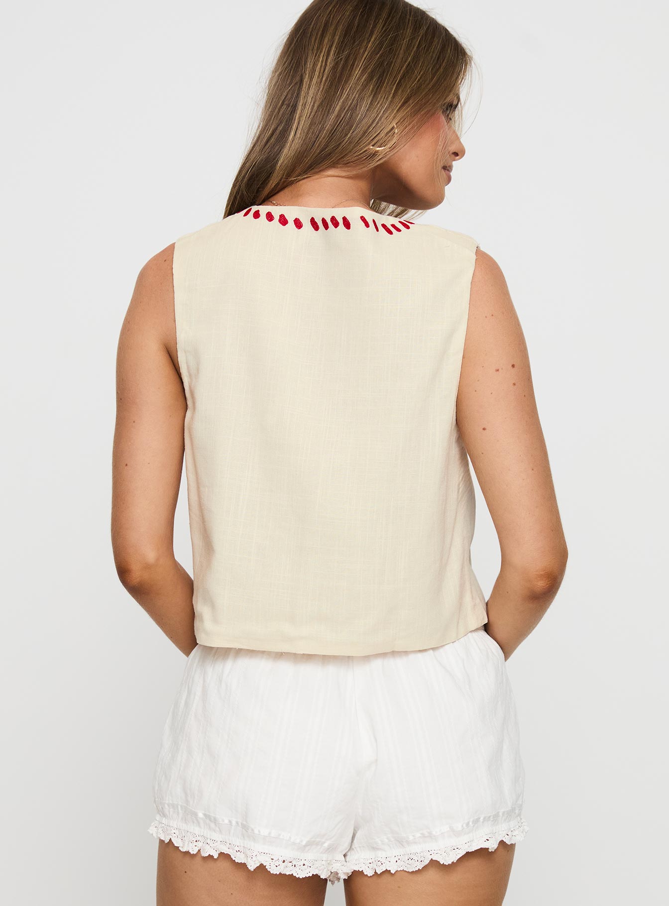 Grazia Vest Top Cream Red - Image 5
