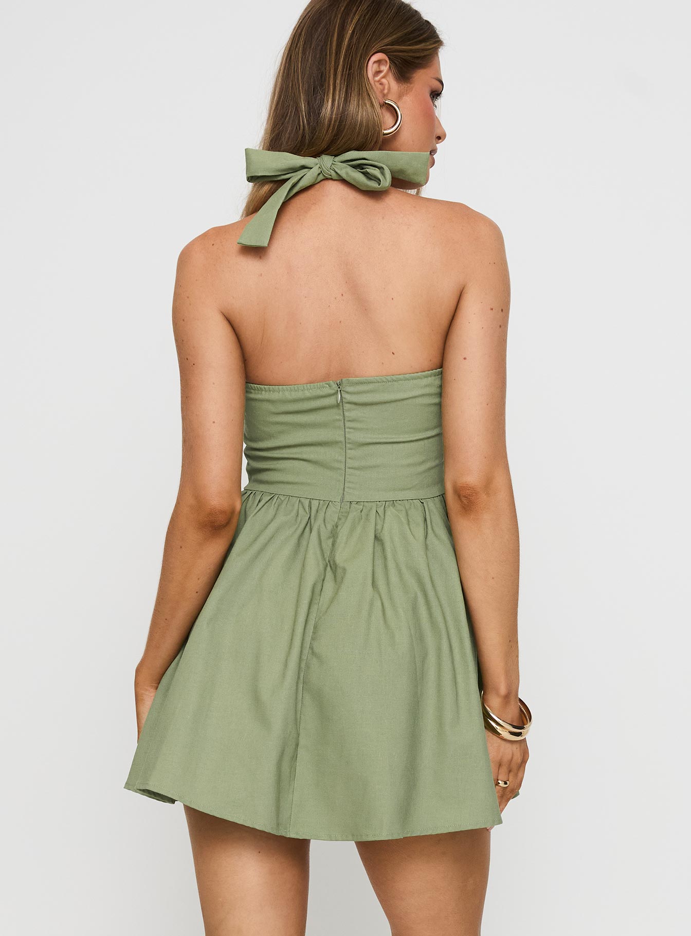 Lyle Mini Dress Sage - Image 5