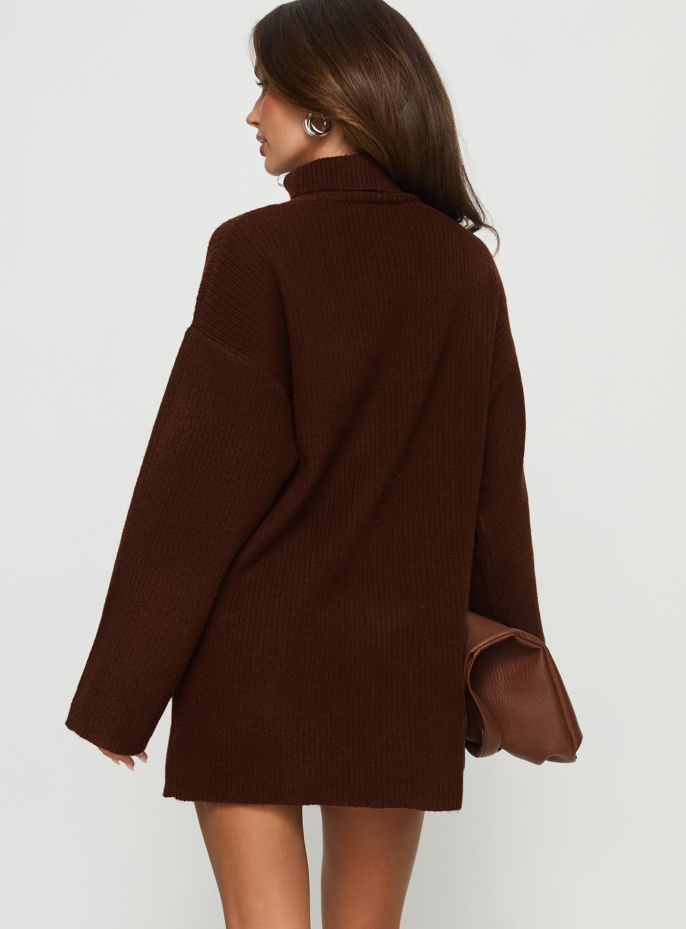 Sonelle Long Sleeve Knit Mini Dress Chocolate - Image 4