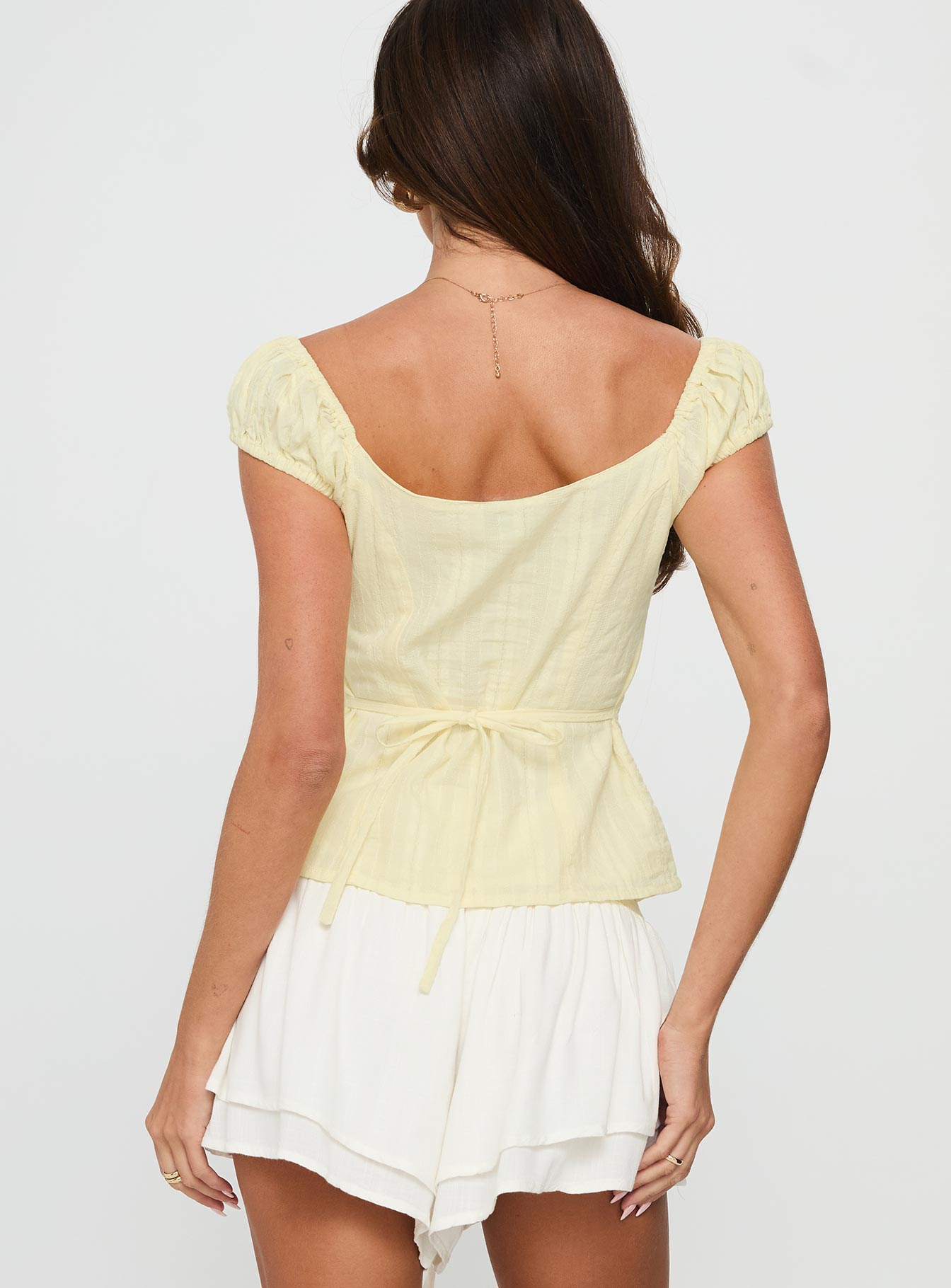 Gysella Off Shoulder Woven Top Yellow - Image 5
