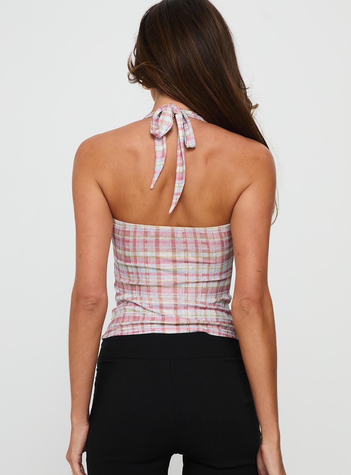 Isabetta Halter Top Pink Check - Image 5