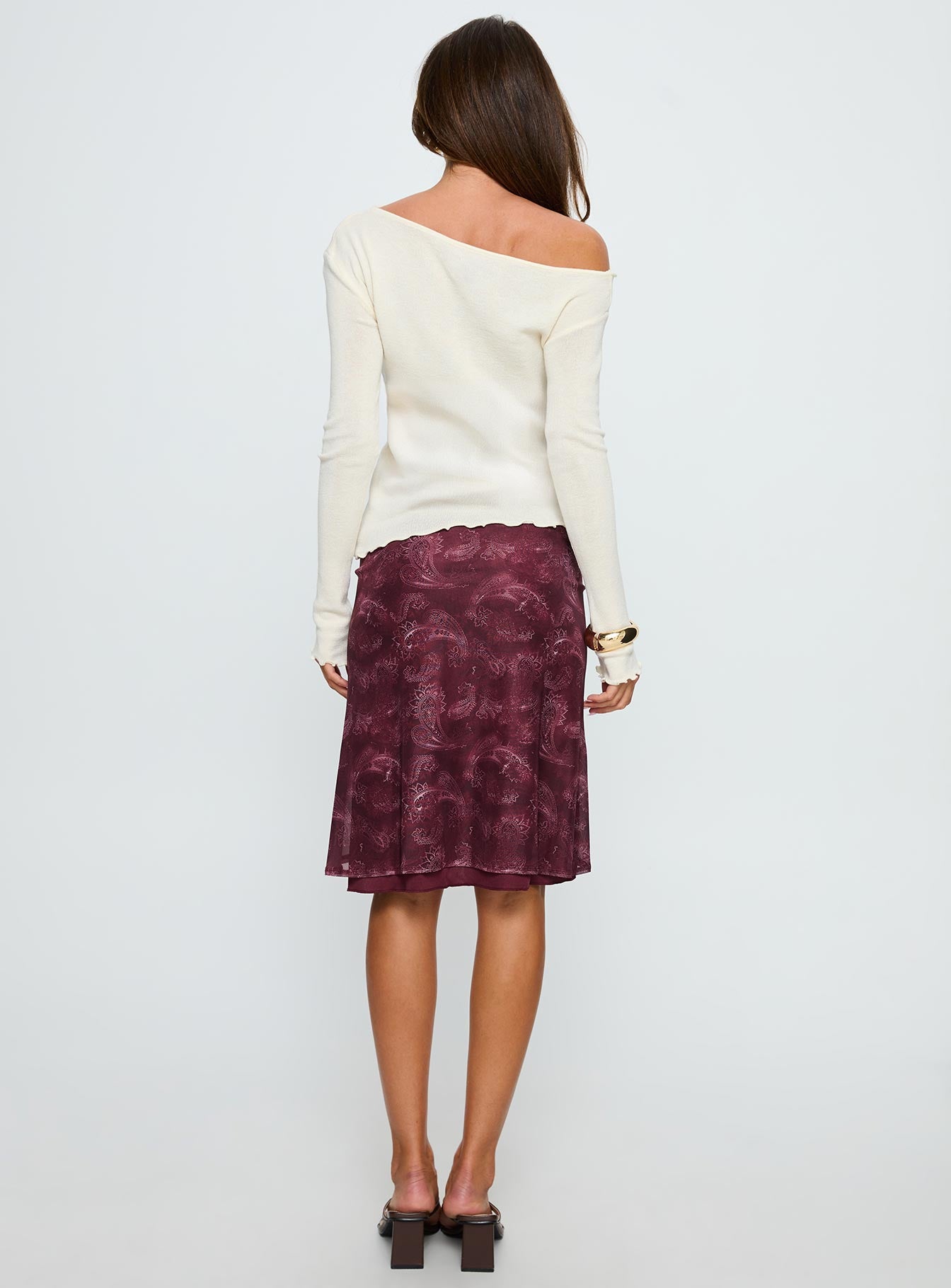 Esmeray Midi Skirt Mesh Tonal Paisley Plum - Image 5