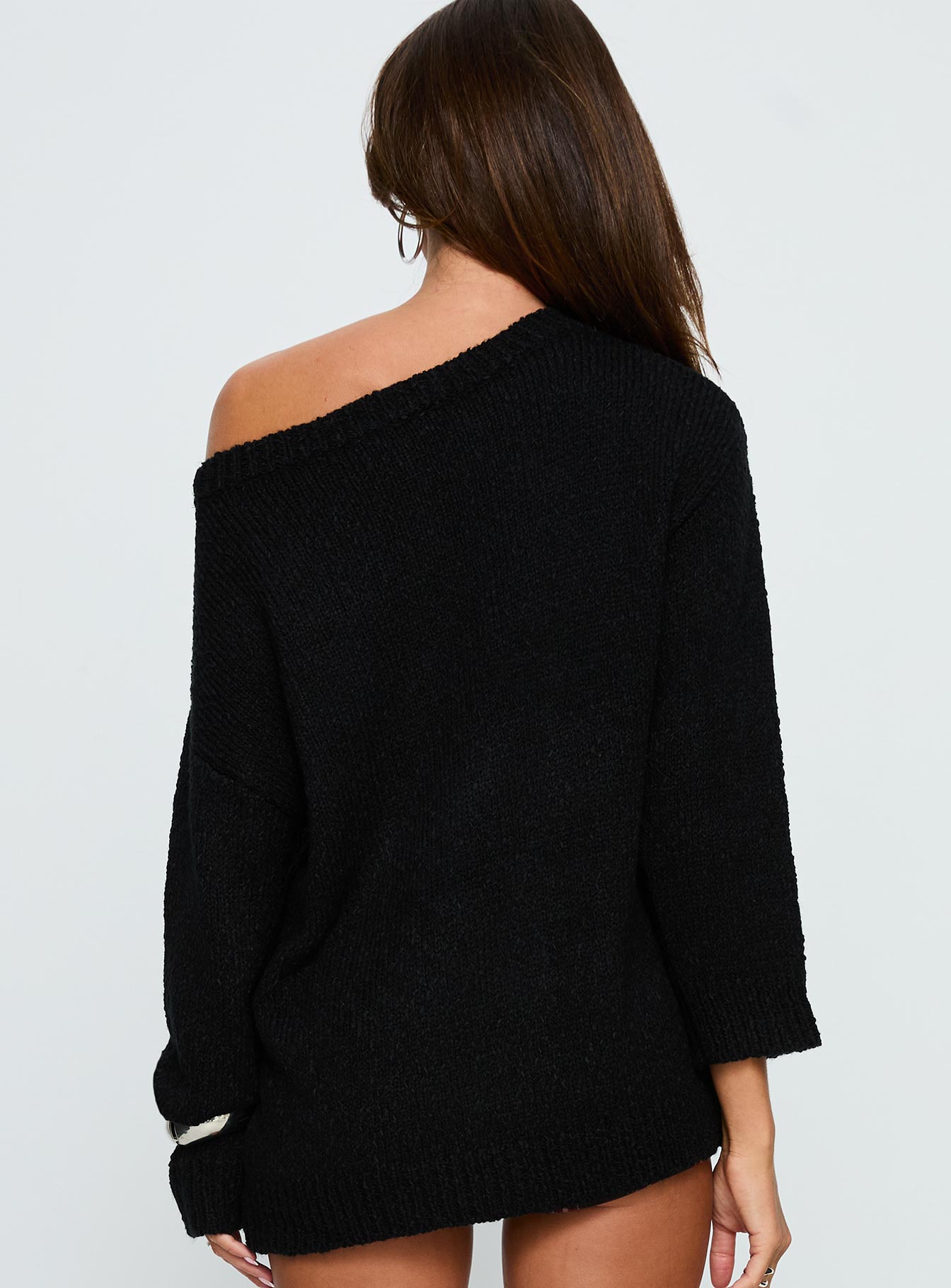 Esenia Eyelet Detail Knit Sweater Black Silver - Image 4