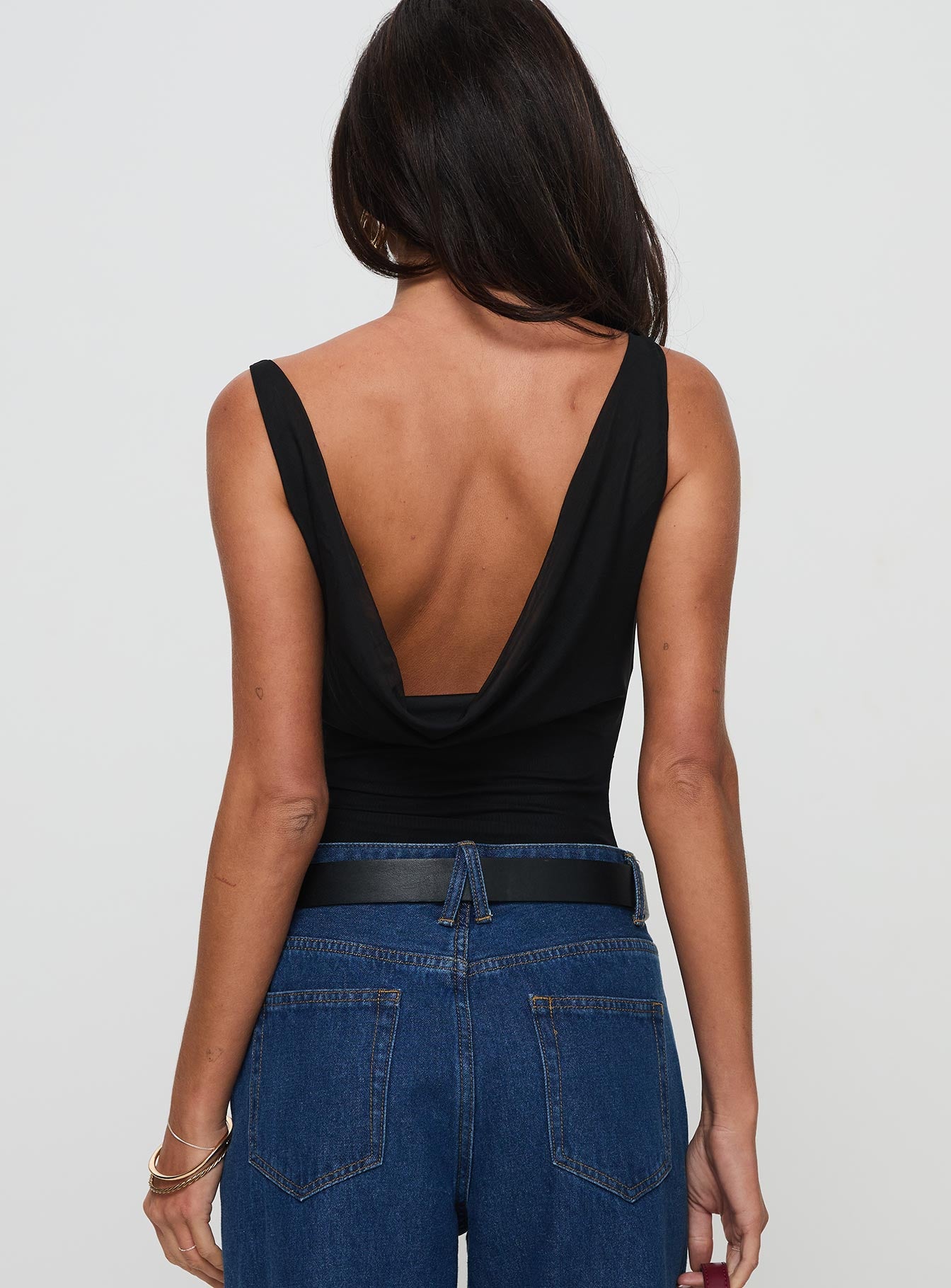 Axton Cowl Neck Bodysuit Black - Image 5