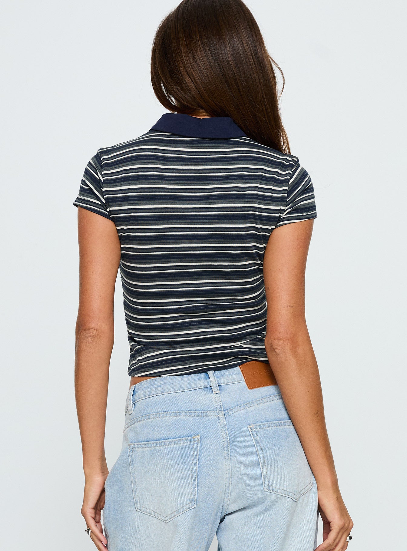 Sylvanna Collared Top Navy Stripe - Image 5
