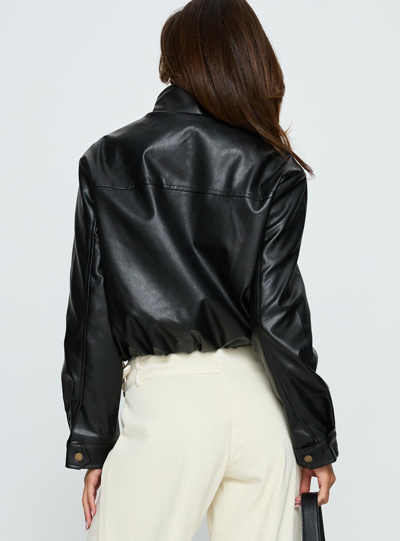 Monay Faux Leather Jacket Black - Image 4