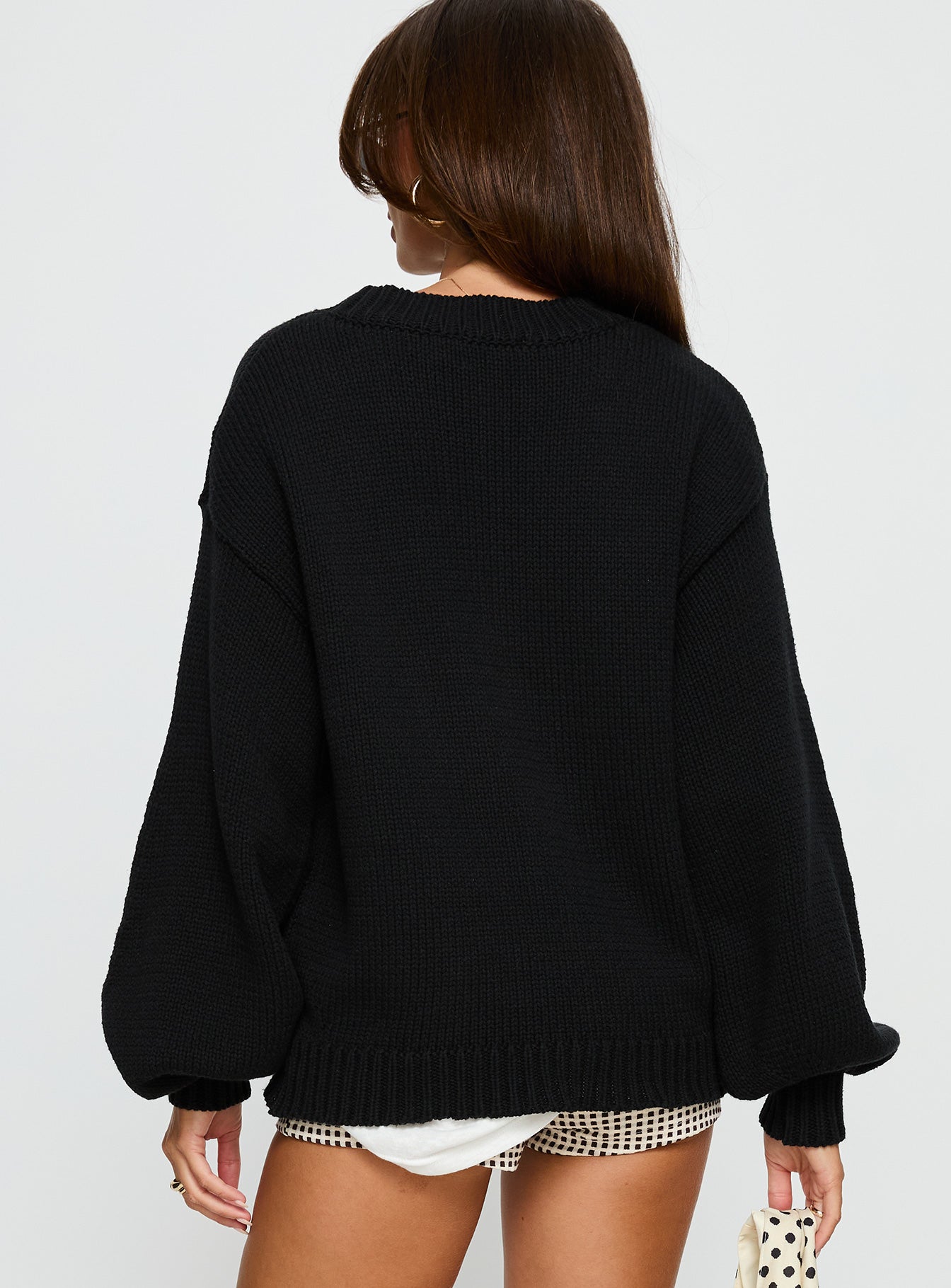 Harmony Balloon Sleeve Knit Sweater Black - Image 5