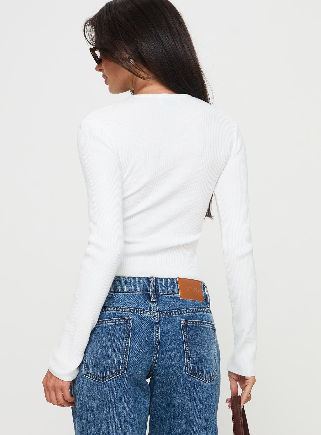 Suzu Long Sleeve Knit Top White - Image 5