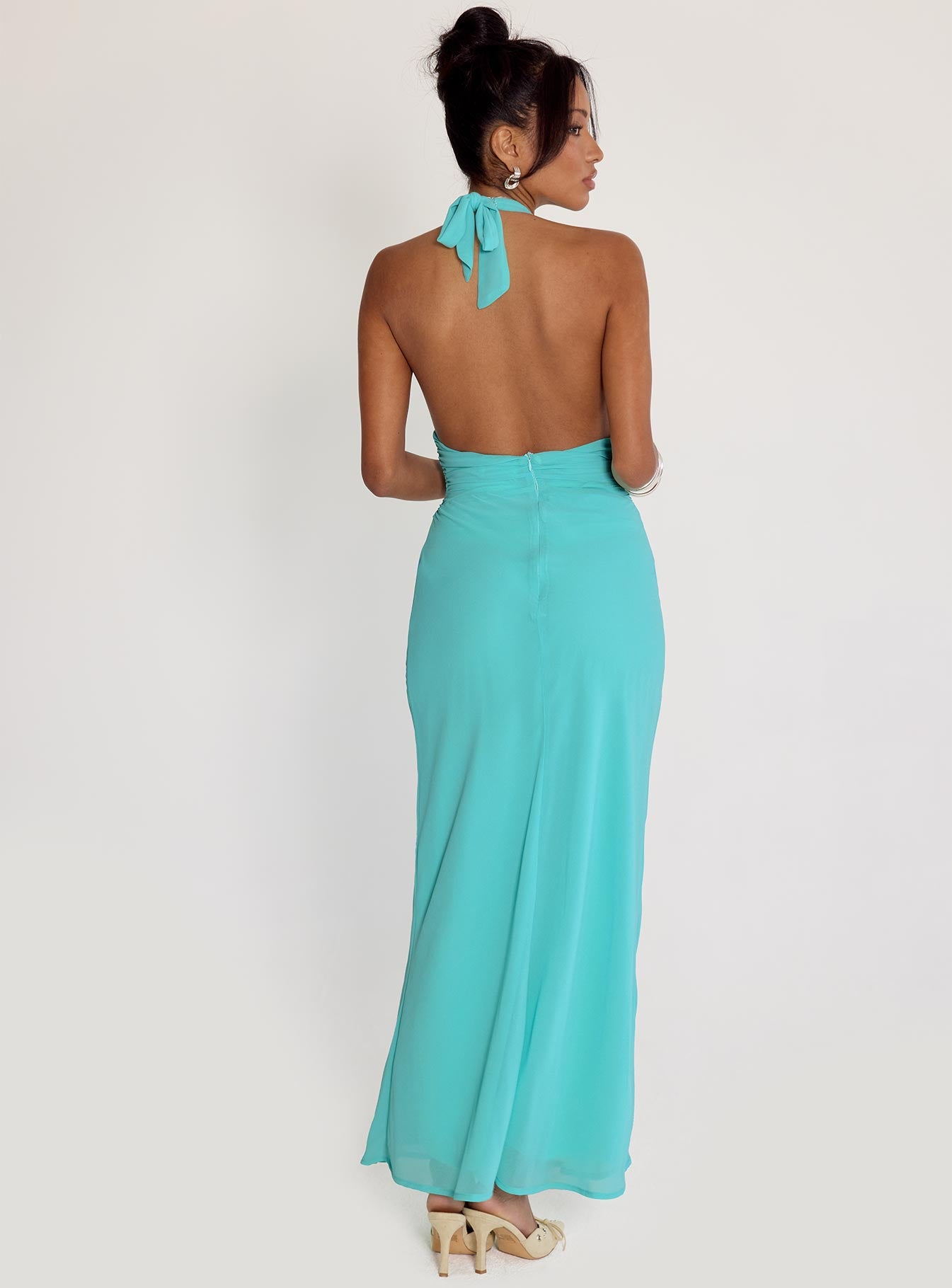 Destina Plunge Maxi Dress Aqua - Image 4