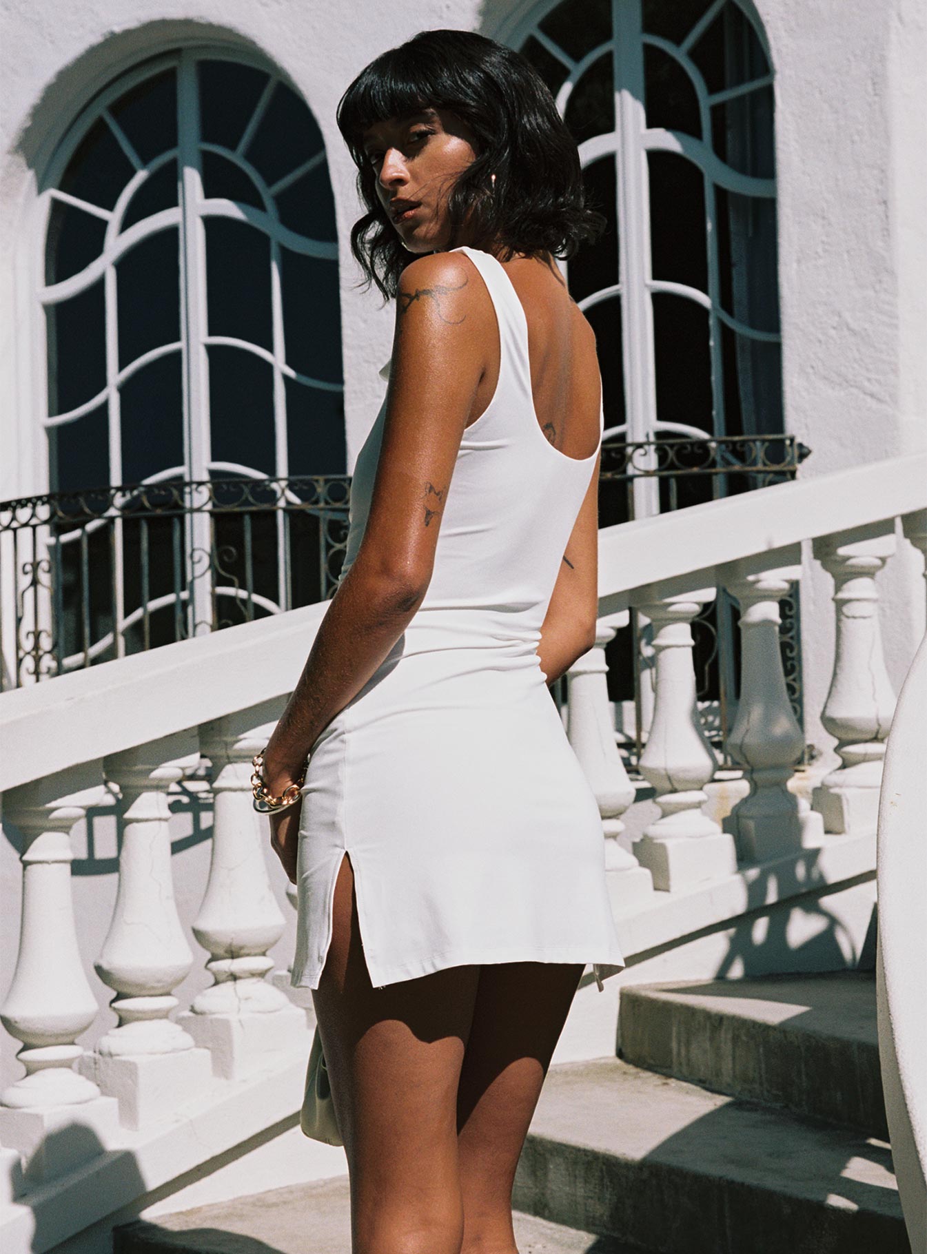 Renault Mini Dress White - Image 4