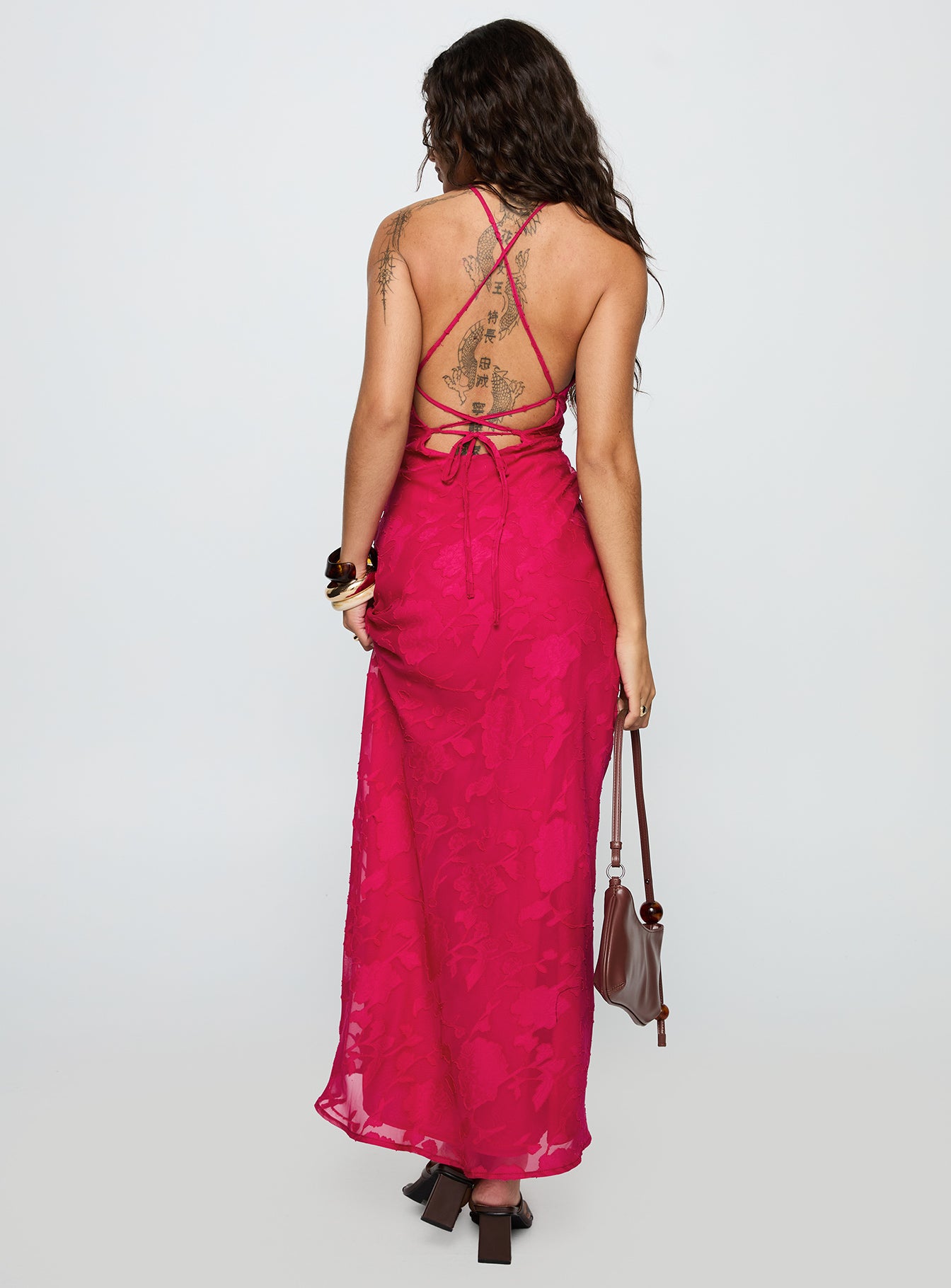 Magnetic Halter Maxi Dress Hot Pink - Image 4