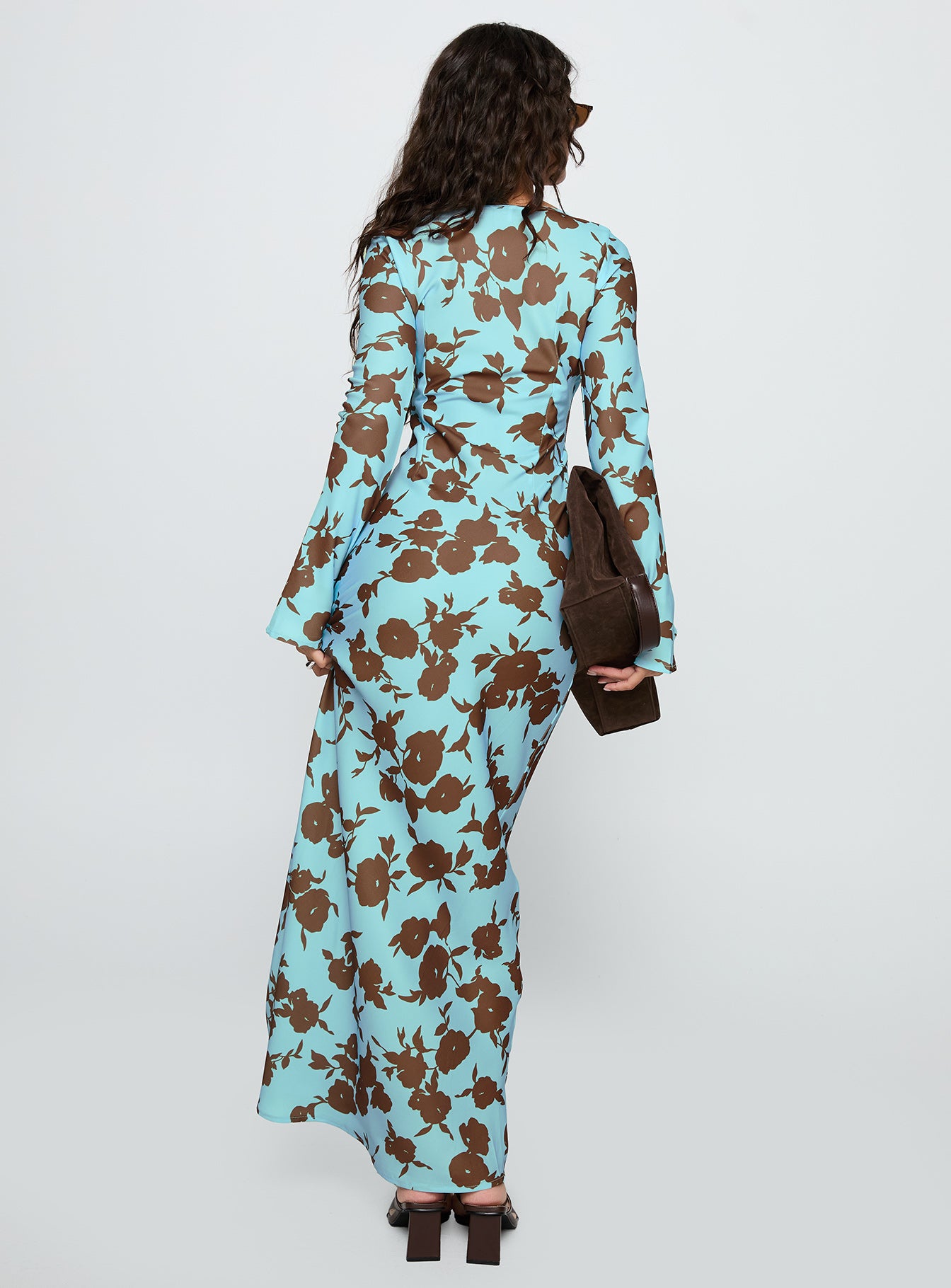 Elorie Long Sleeve Maxi Dress Blue Brown - Image 5