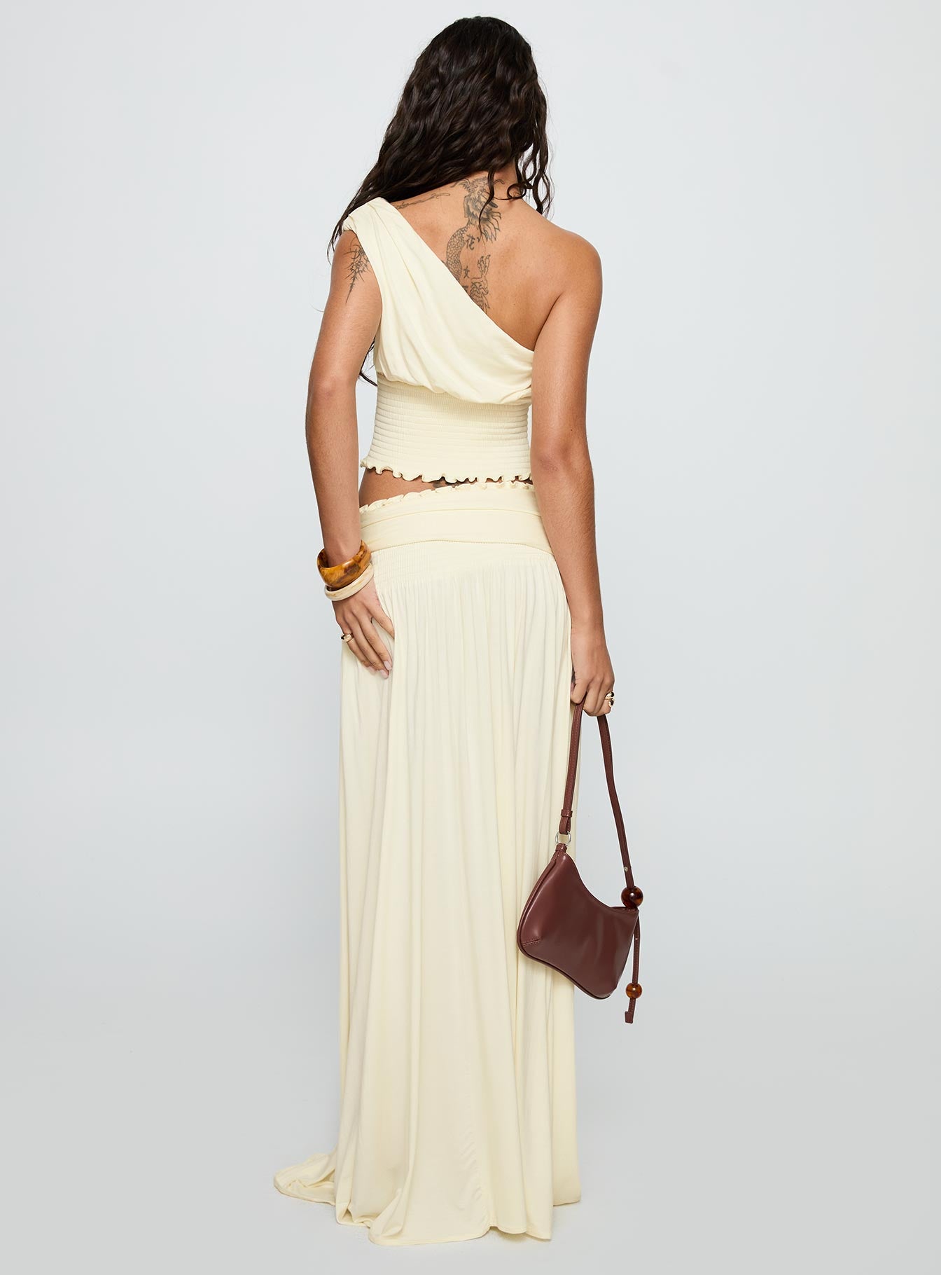 Full Orbit Shirred Maxi Skirt Cream - Image 5