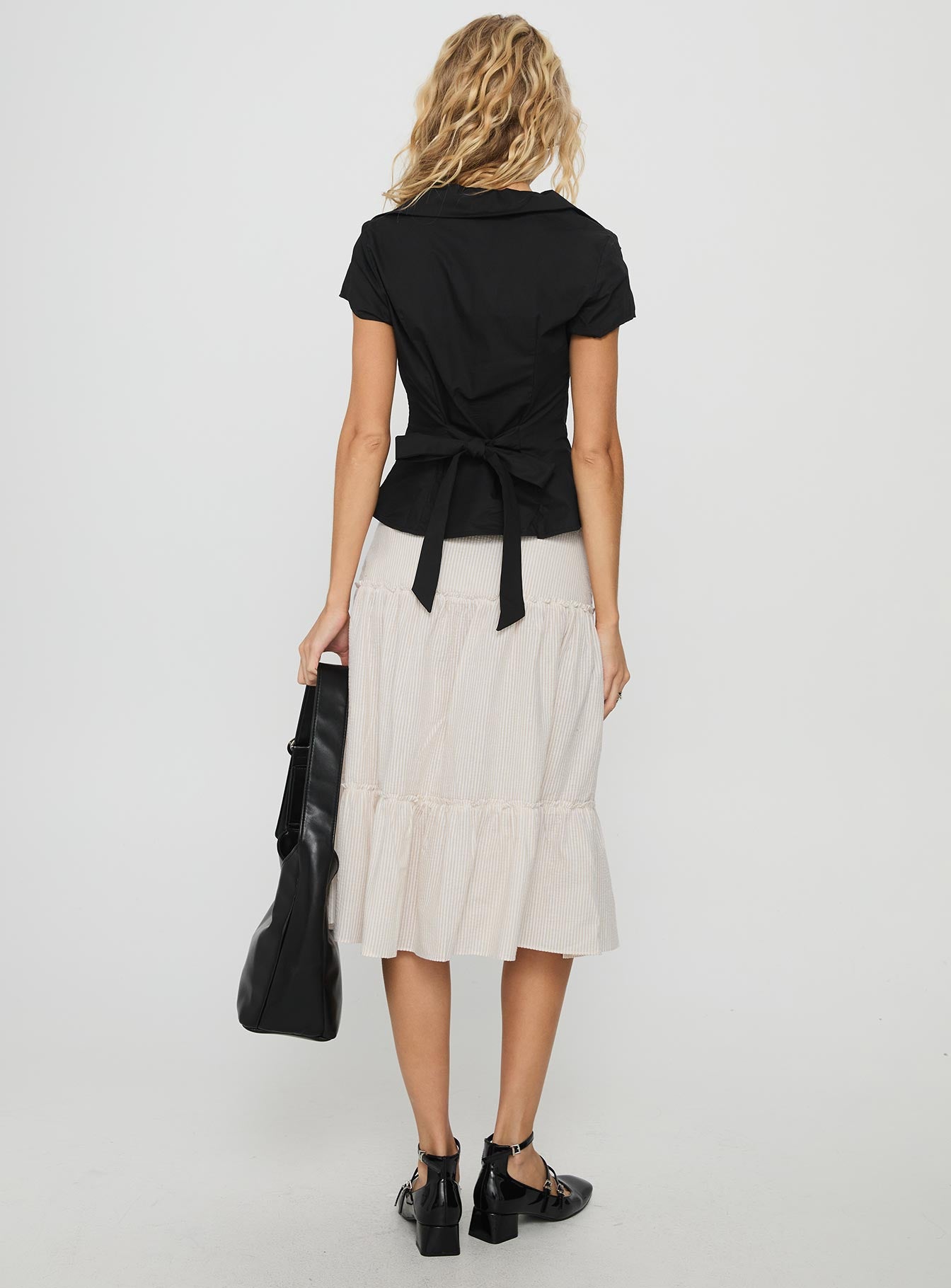 Cascades Low Rise Midi Skirt Beige White Stripe - Image 5