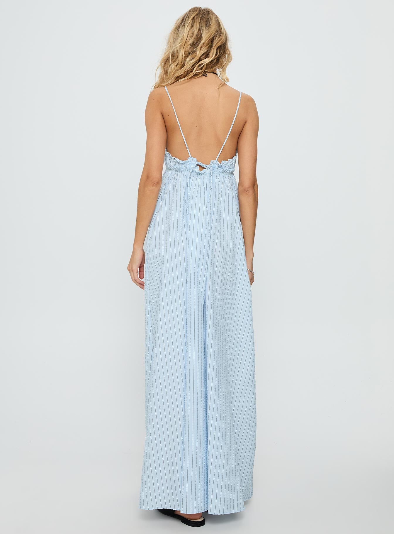 Avelyn Shirred Maxi Dress Blue Stripe - Image 5