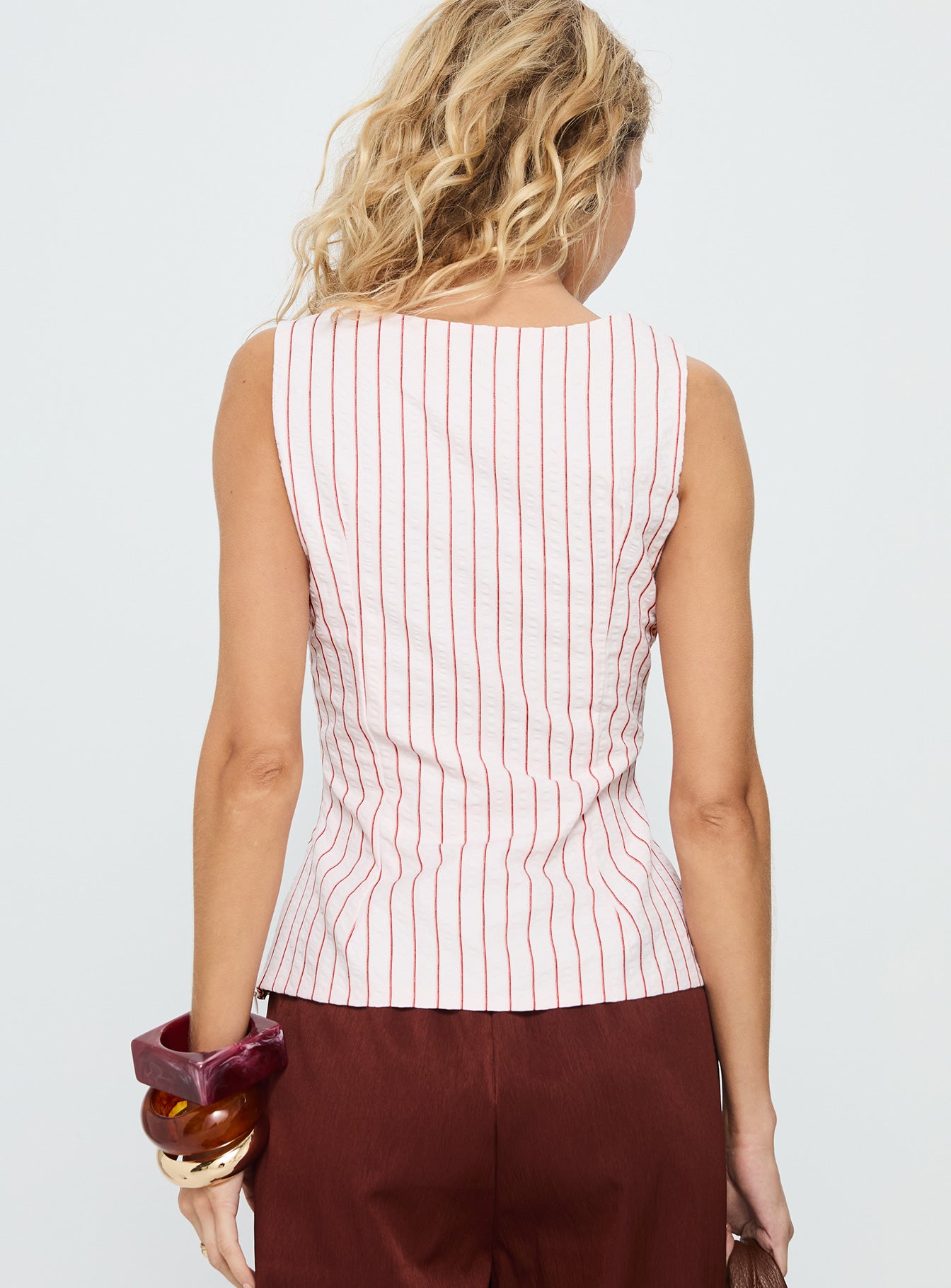 Callaia Plunge Cami Top Pink Stripe - Image 4