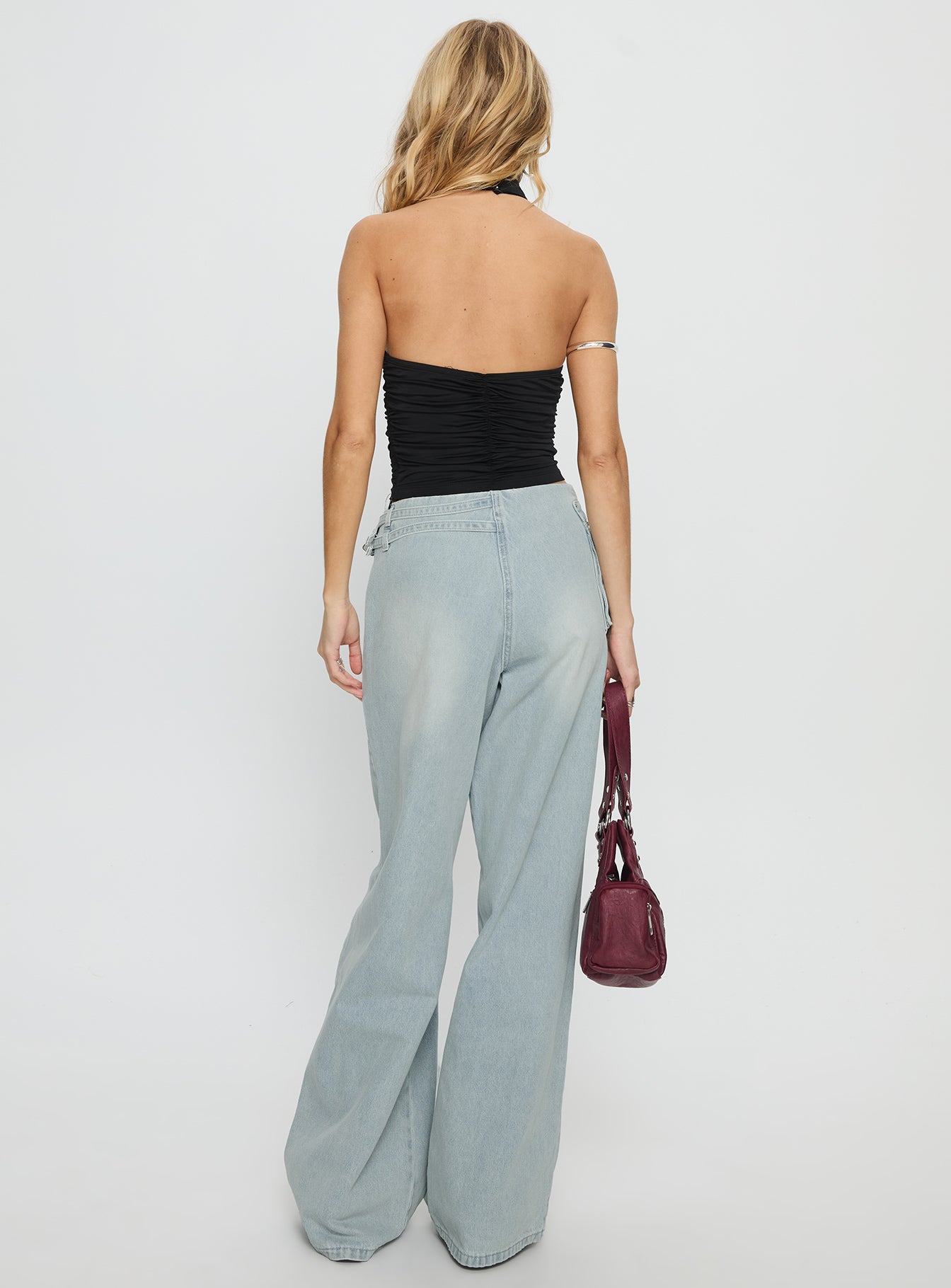 Paltrow Mid Rise Wide Leg Cargo Jeans Faded Blue Wash - Image 5