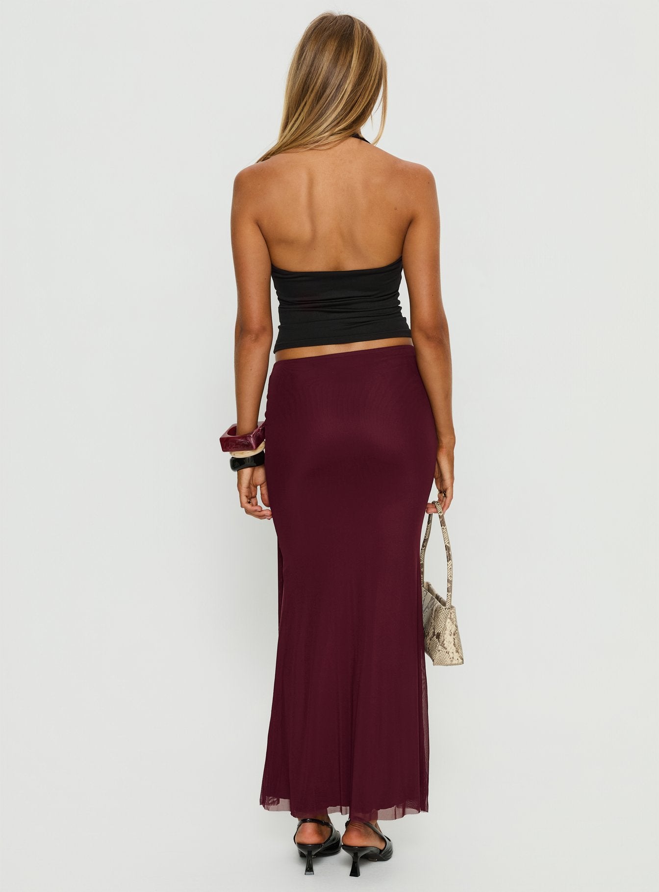 Caviar Tie Maxi Skirt Currant - Image 4
