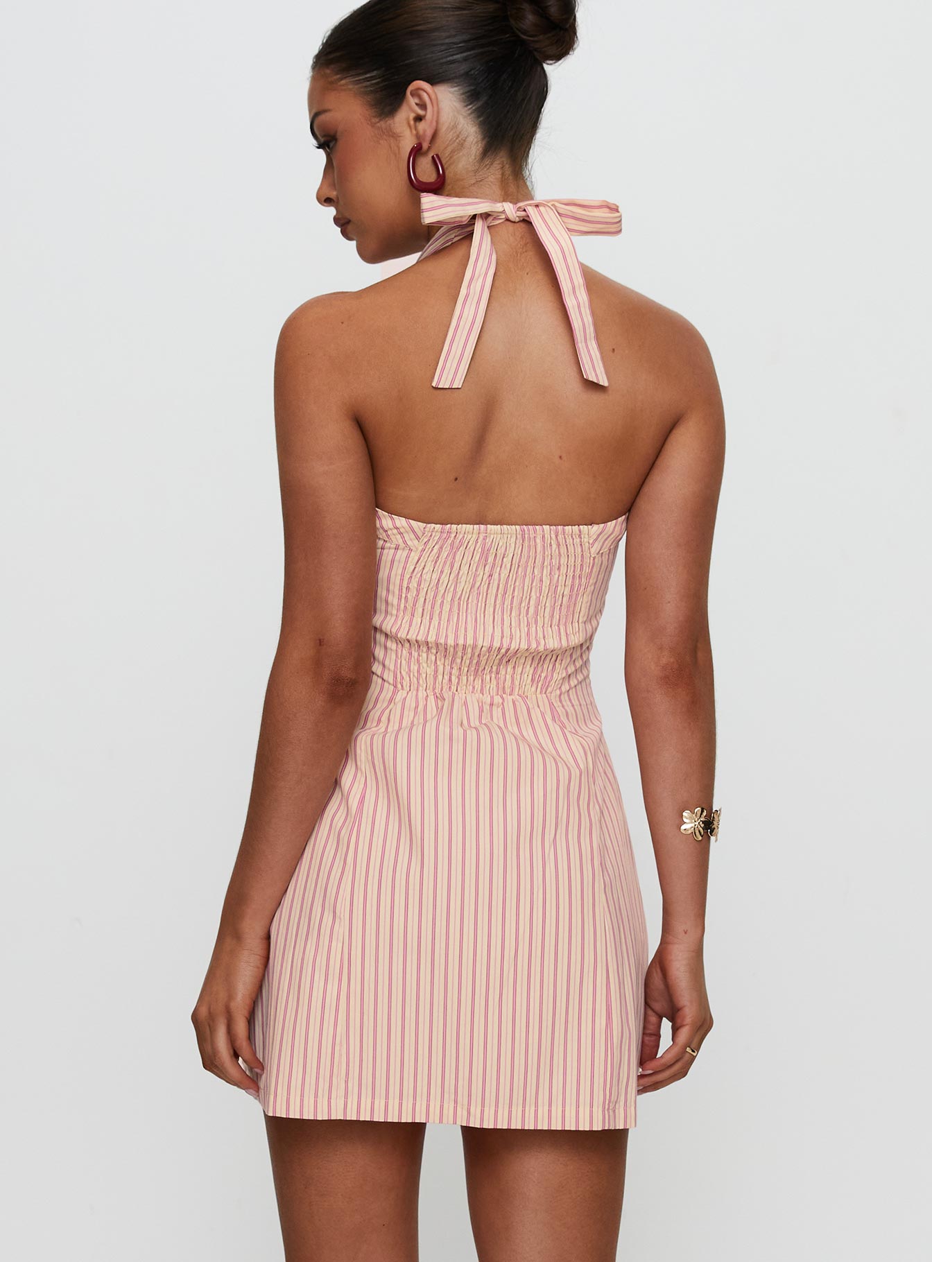 Mallorie Halter Mini Dress Pink Stripe - Image 5