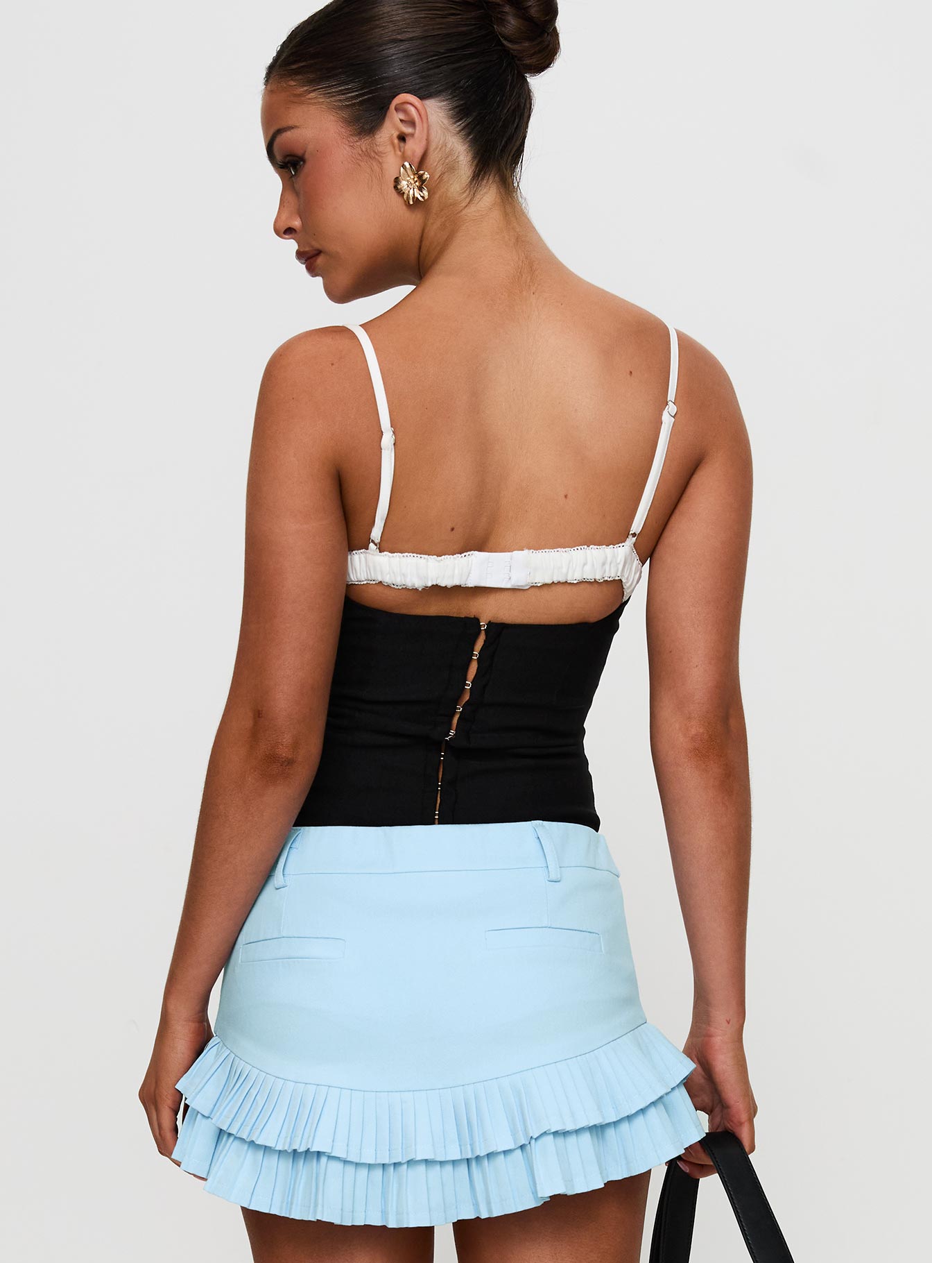 Renaissance Corset Lace Top Black White - Image 5