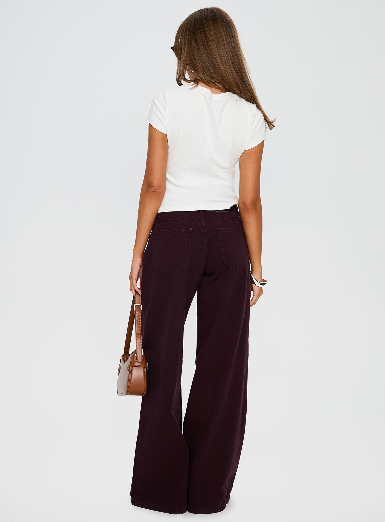 Big News Mid Rise Wide Leg Jeans Currant - Image 5