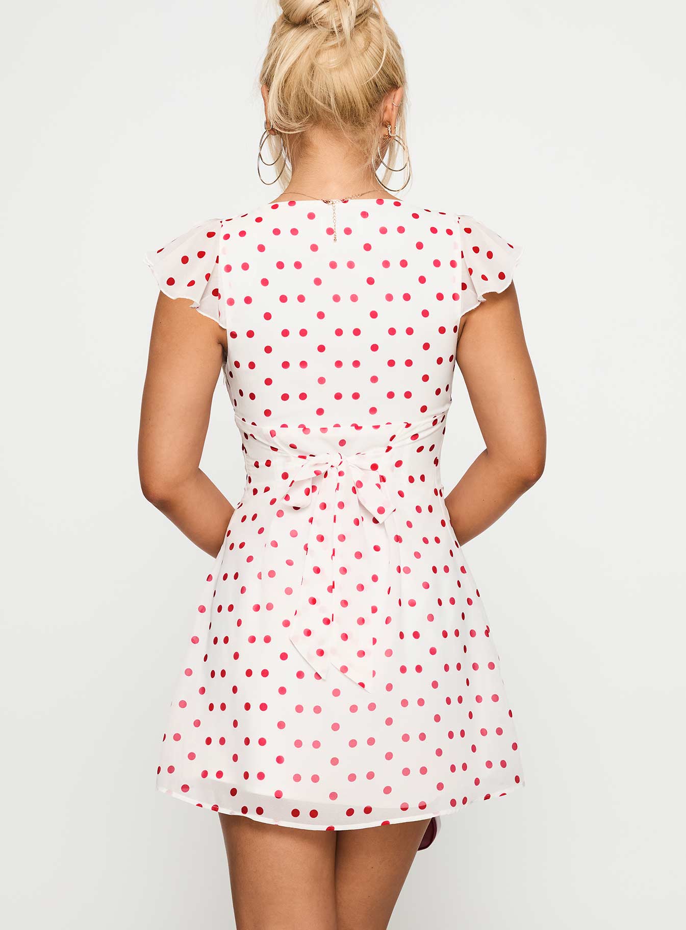 I Guess So Mini Dress White Burgundy - Image 5