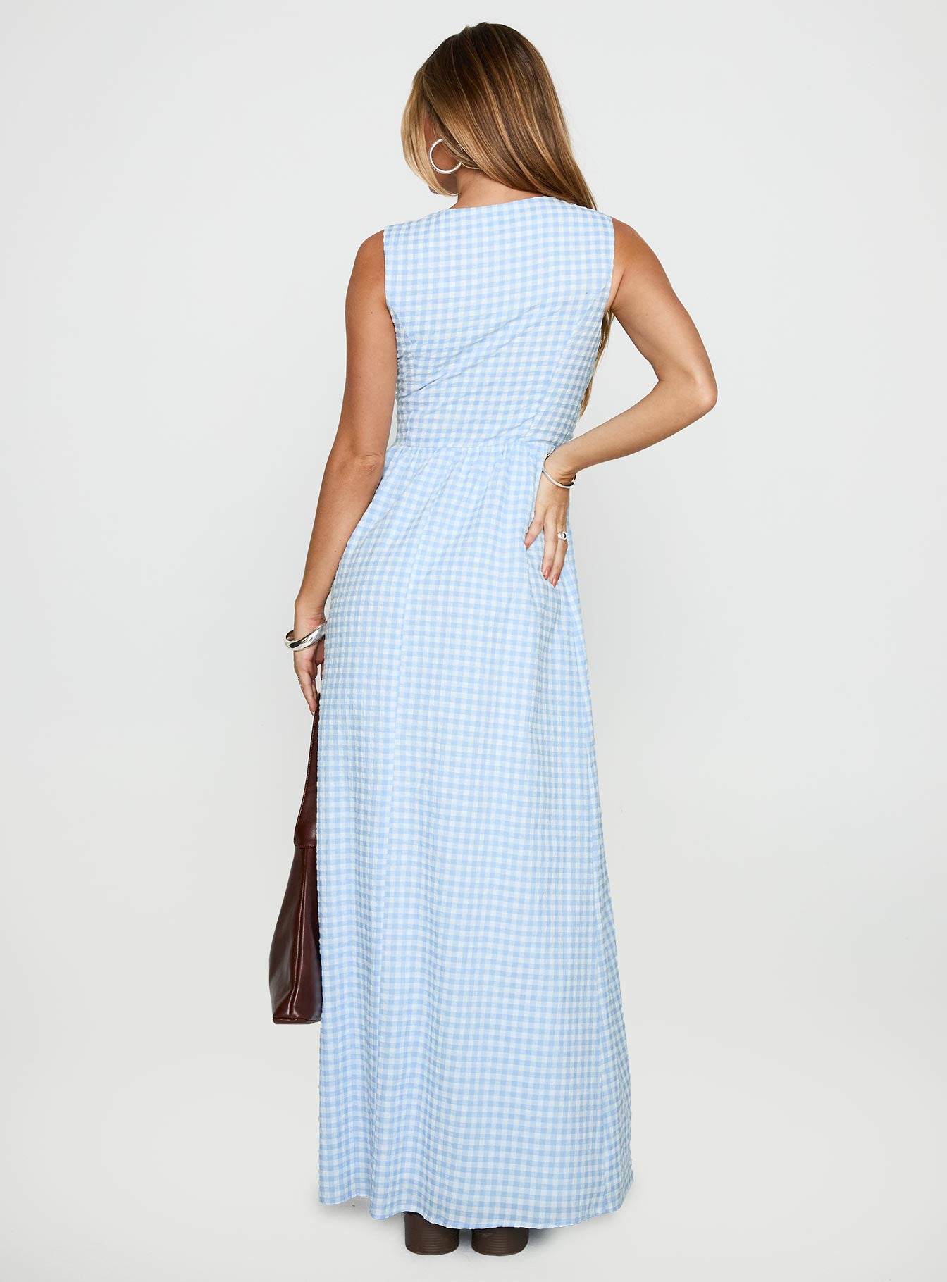 Pokey Maxi Dress Blue Check - Image 4