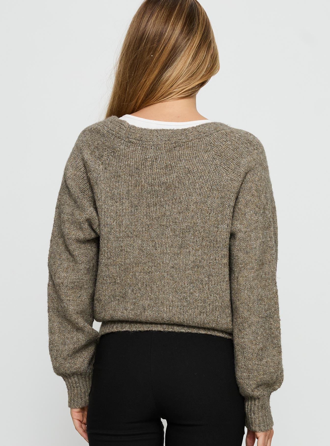 Daelan Wrap Knit Cardigan Brown - Image 4