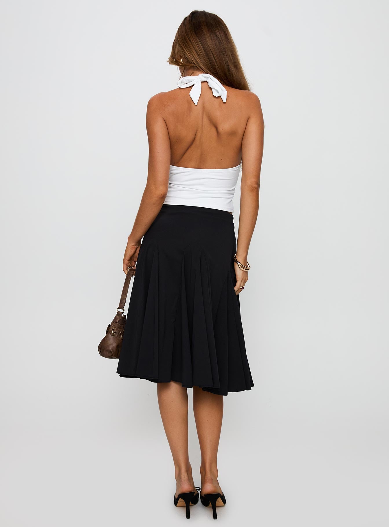 Agnette Low Rise Midi Skirt Black - Image 5