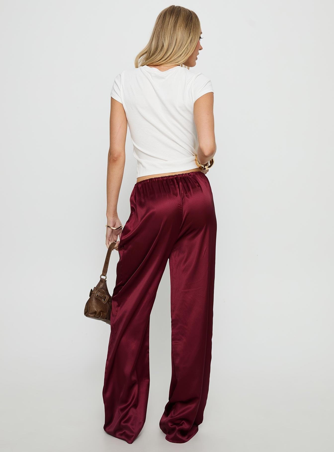 Soulstar Satin Pants Wine - Image 4