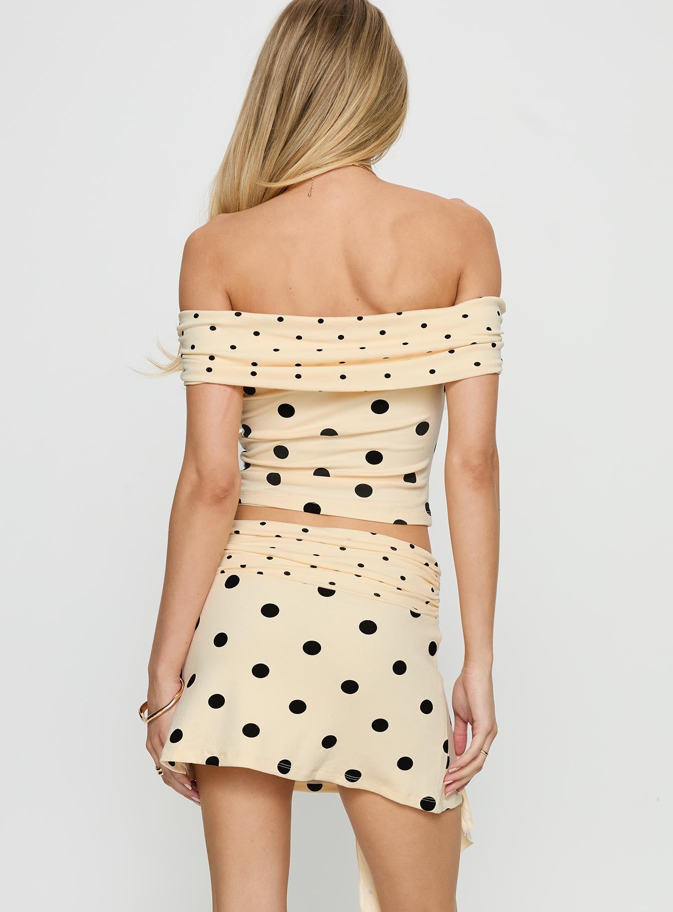 Porzia Wrap Detail Mini Skirt Cream Polka Dot - Image 5